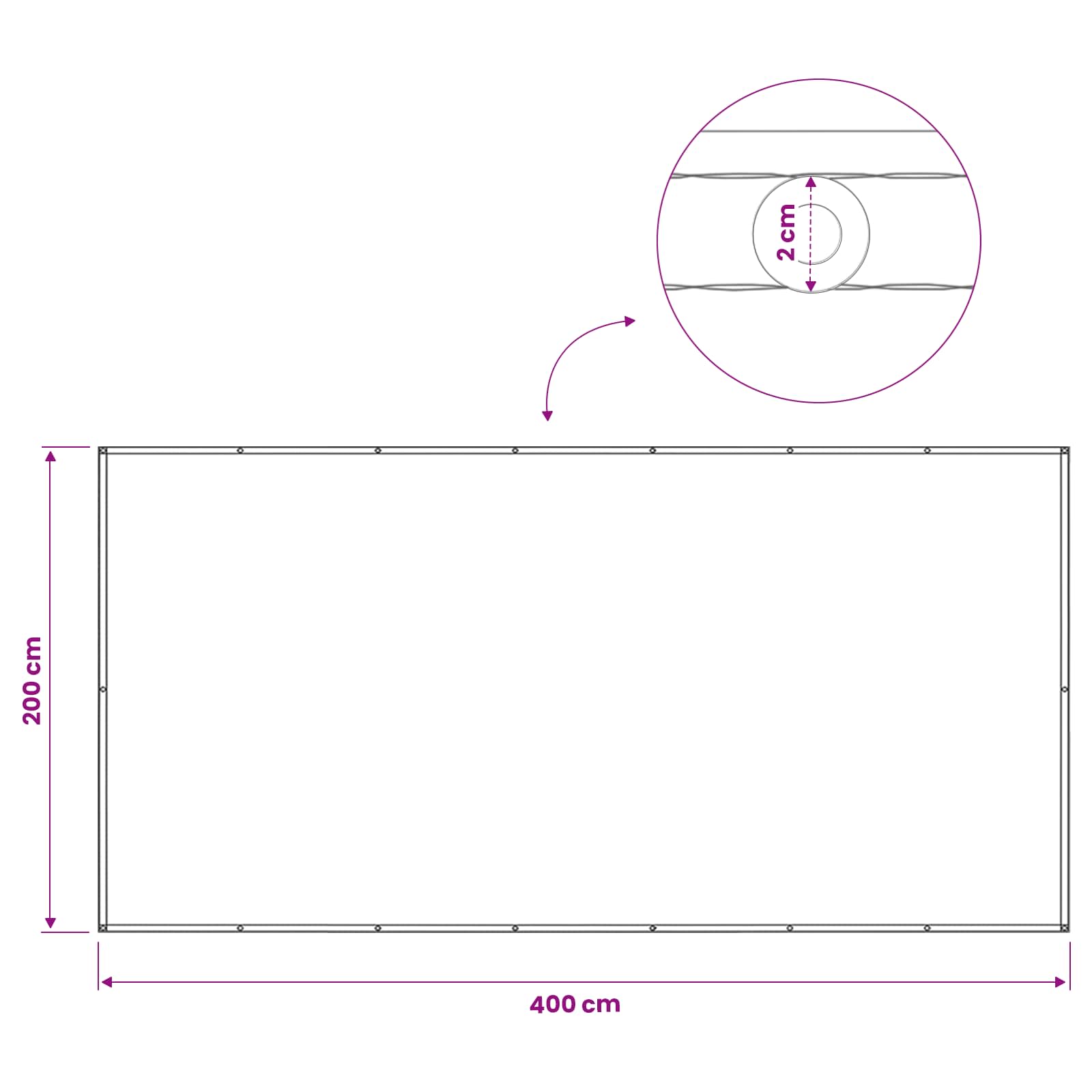 Balkon Sichtschutz 200 x 400 cm Stoff mit PU-Beschichtung Beige