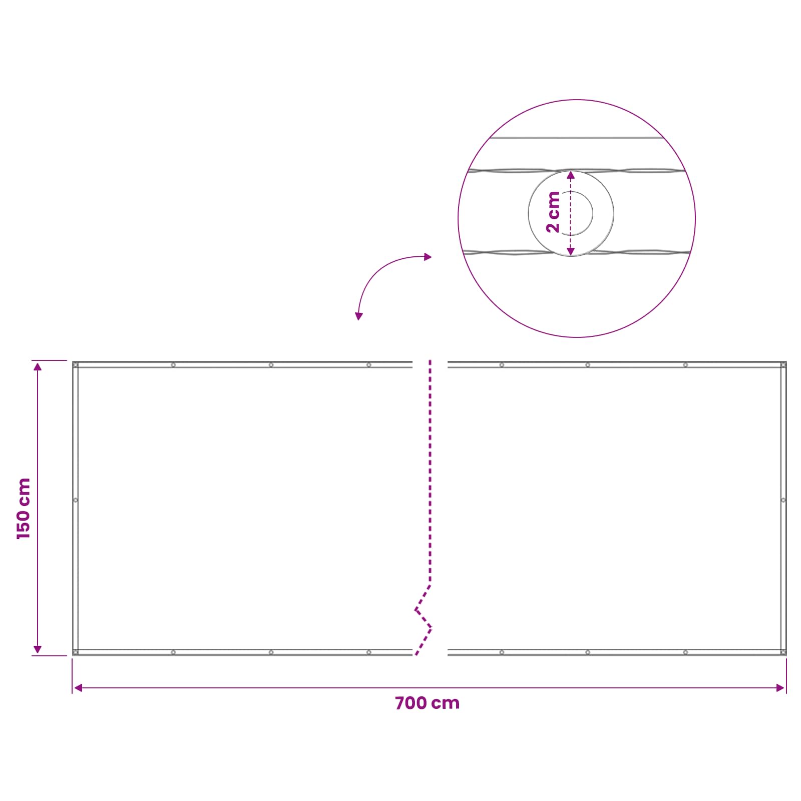 Balkon Sichtschutz 150 x 700 cm Stoff mit PU-Beschichtung Creme