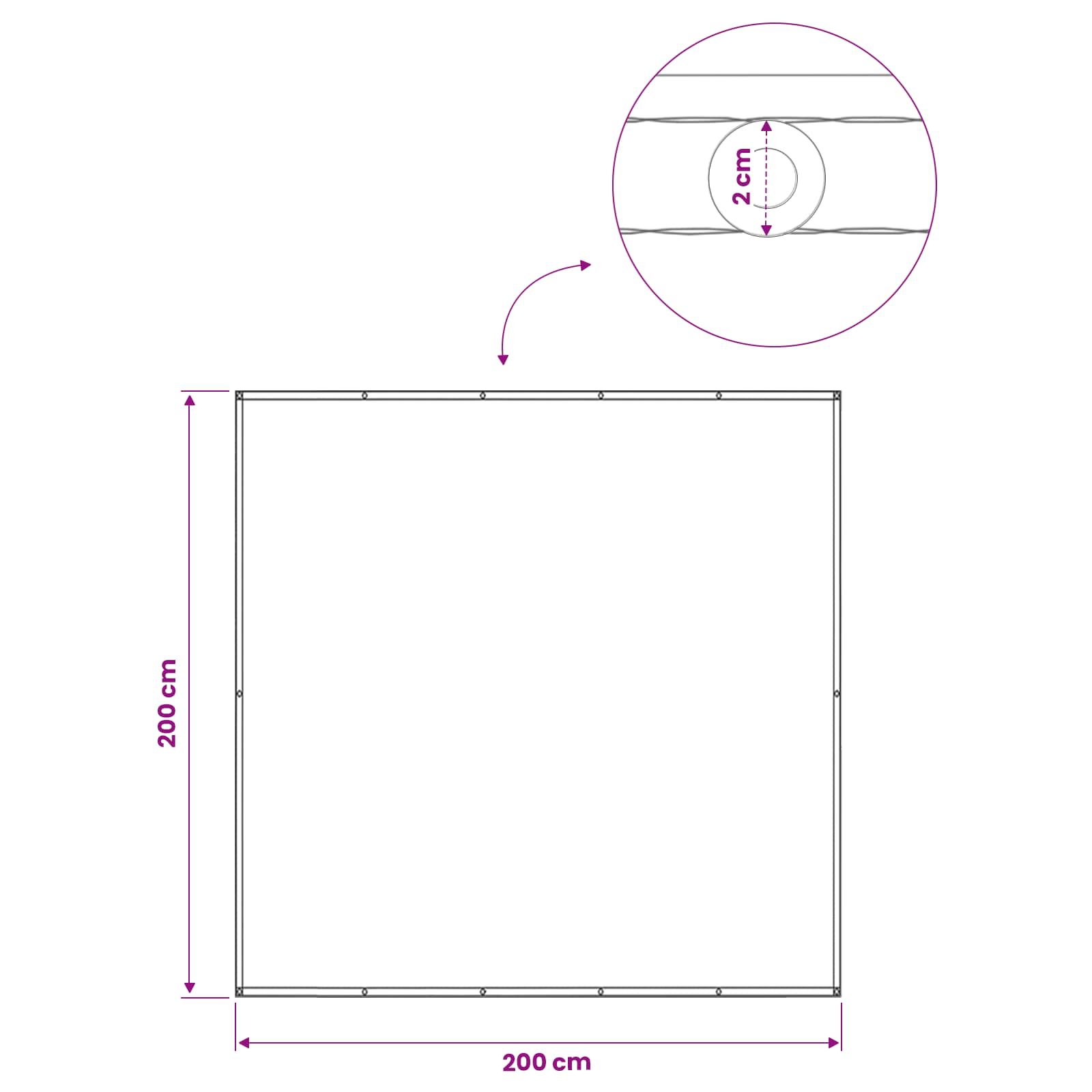 Balkon Sichtschutz 200 x 200 cm Stoff mit PU-Beschichtung Creme