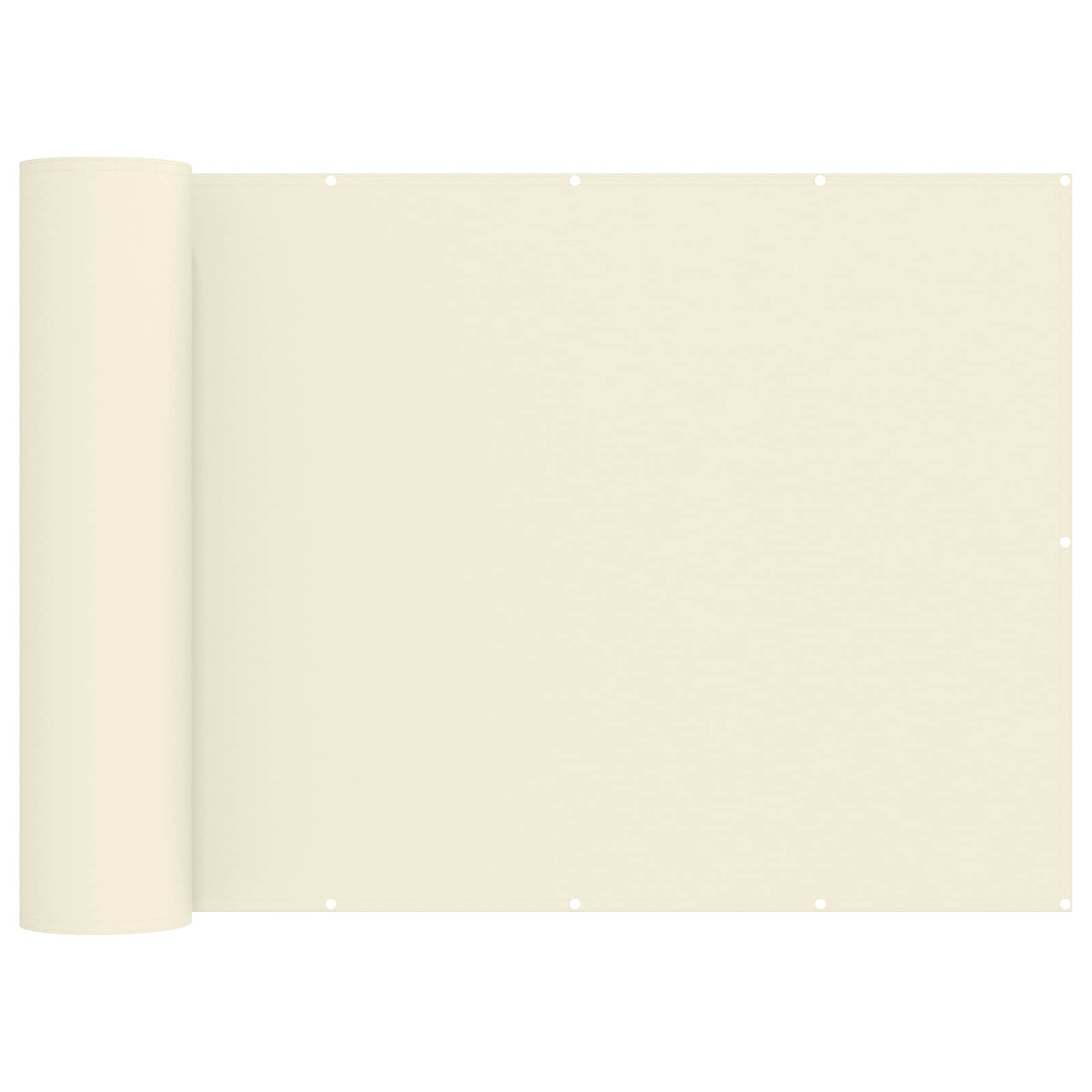 Balkon Sichtschutz 200 x 800 cm Stoff mit PU-Beschichtung Creme