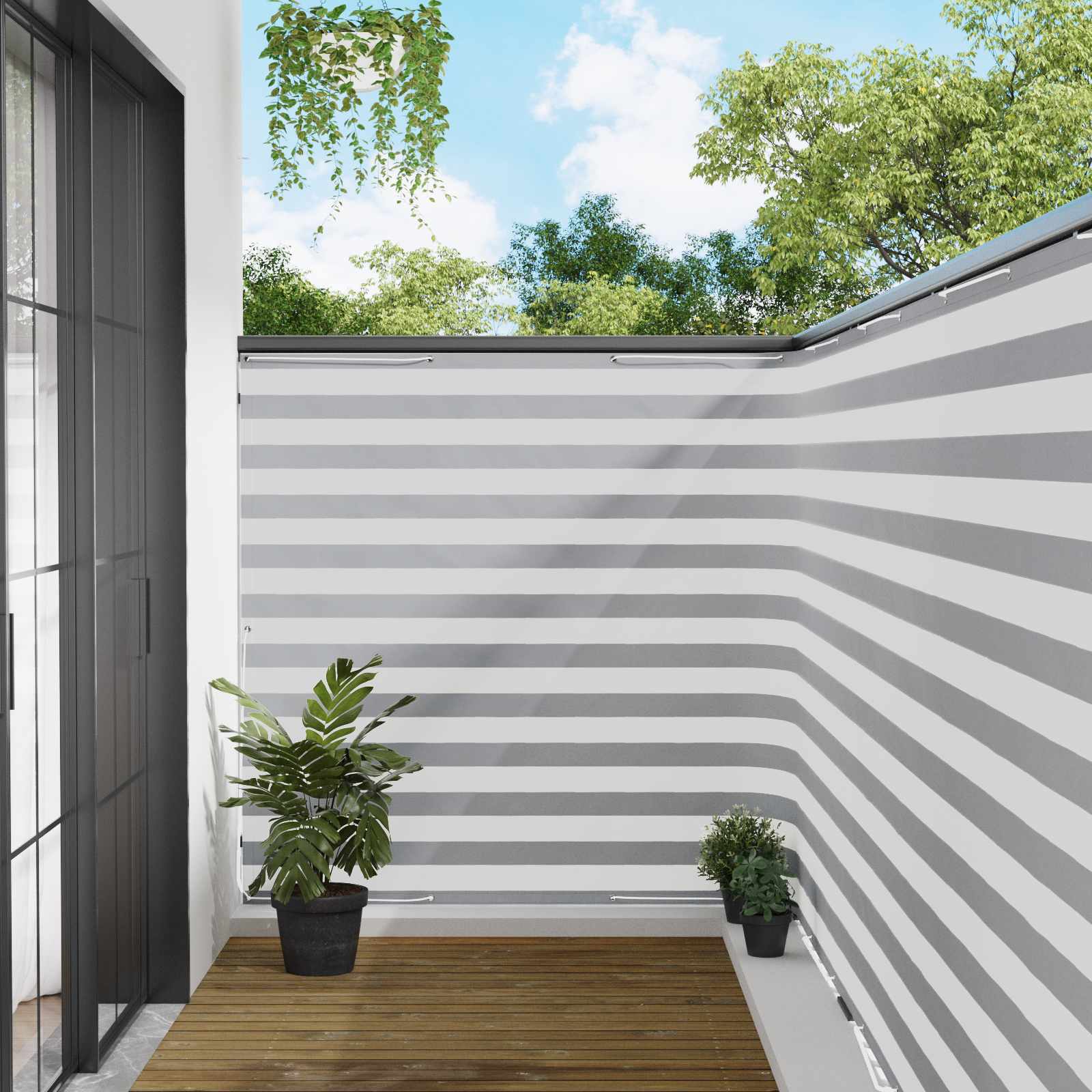 Balkon Sichtschutz 150 x 200 cm Stoff mit PU-Beschichtung