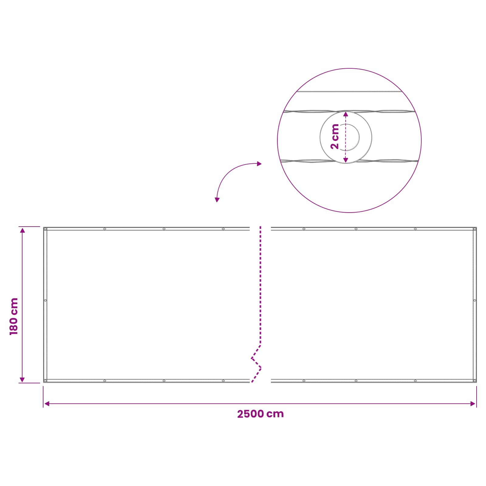Balkon-Sichtschutz 1,8 x 25 m Stoff mit PU-Beschichtung Weiß