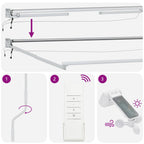 Elektrische ausziehbare Markise Hellgrau und Weiß