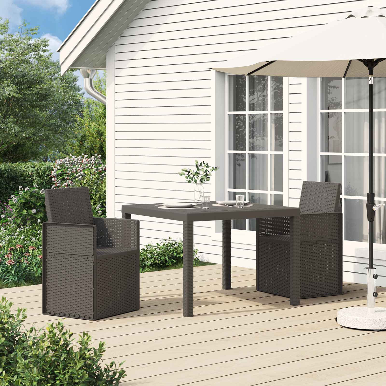 Garten Esszimmerstühle 2 pcs Hellgrau PP