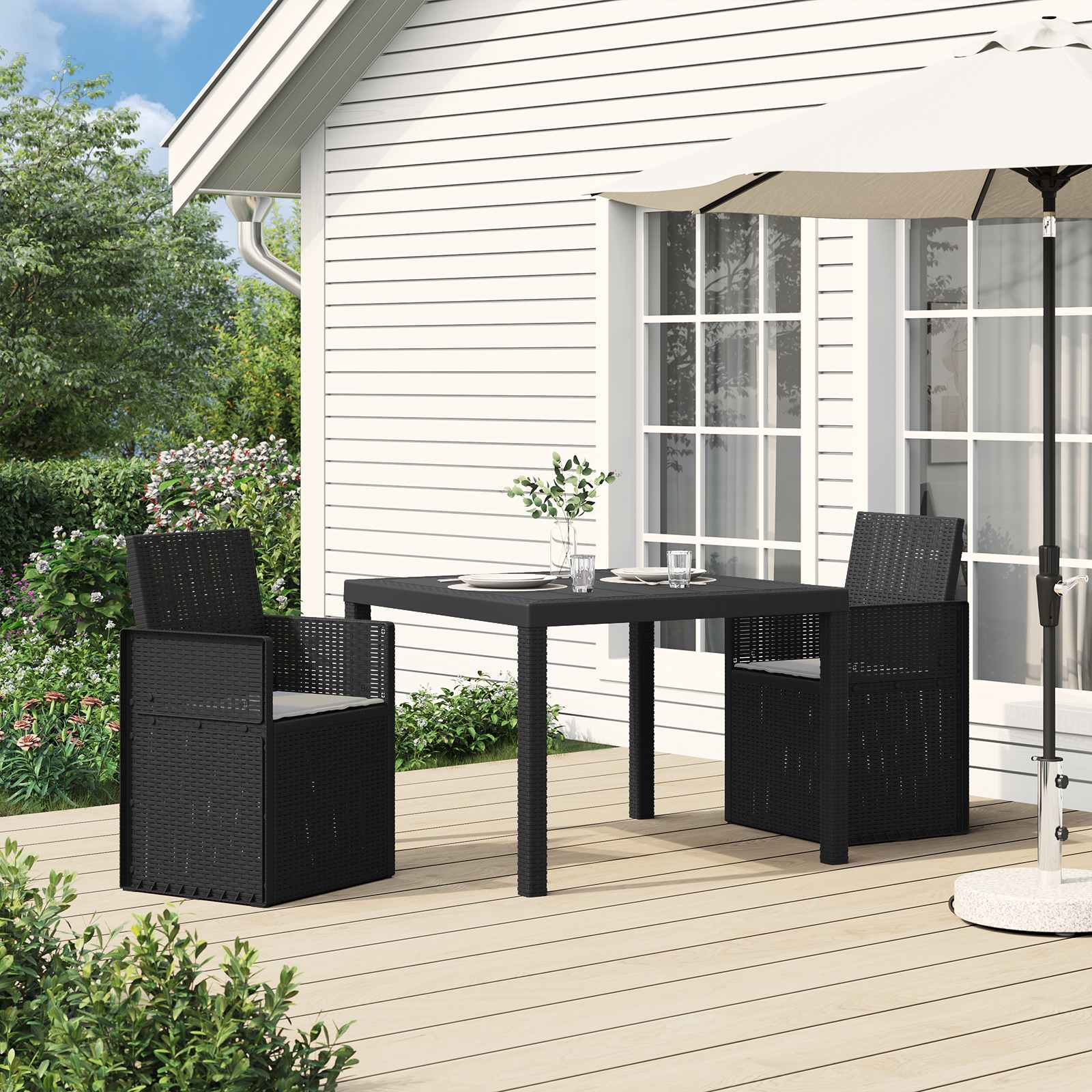 Garten Esszimmerstühle 2 pcs Anthrazit und Hellgrau PP