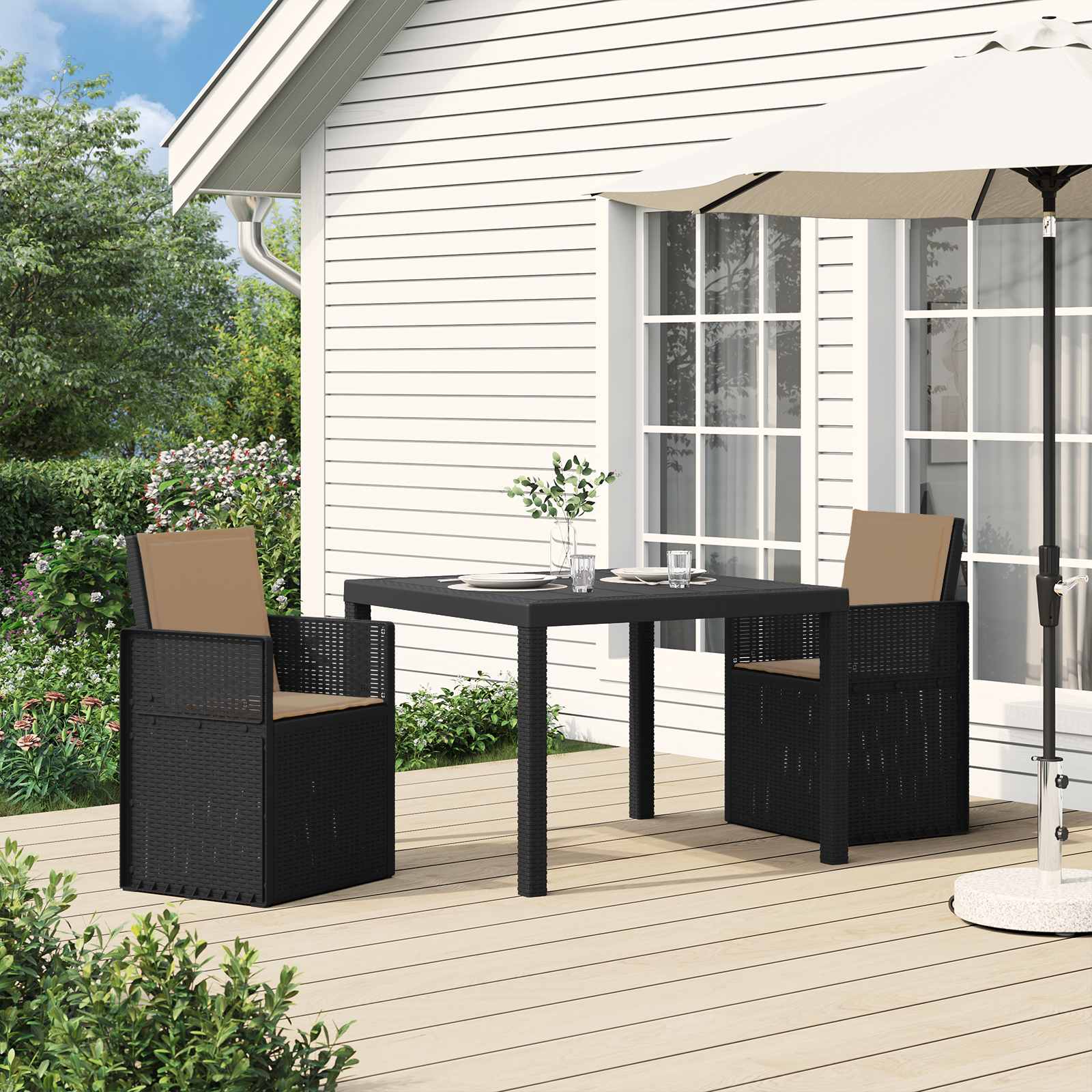 Garten Esszimmerstühle 2 pcs Anthrazit und Taupe PP