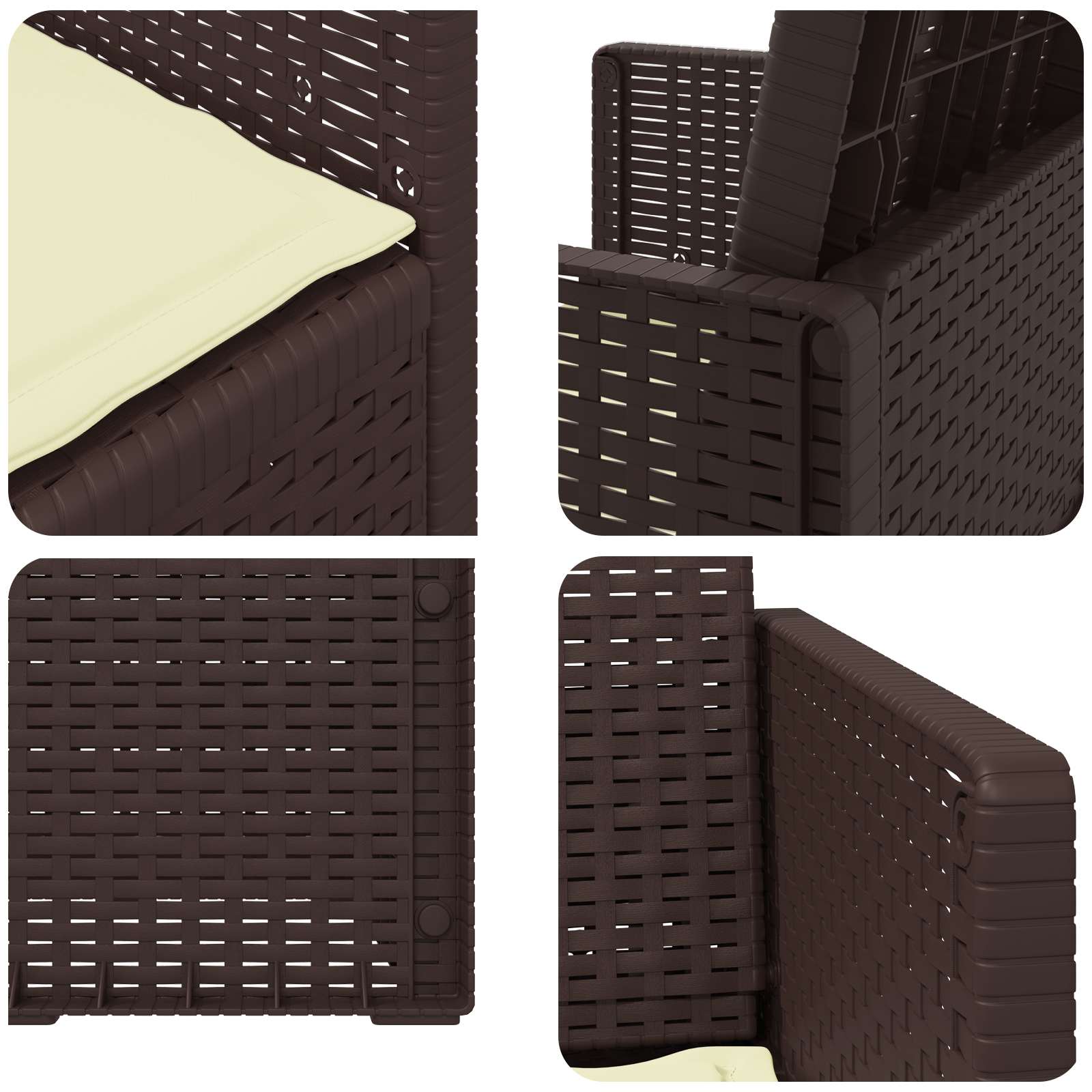 Garten Esszimmerstühle 2 pcs Braun und Creme PP