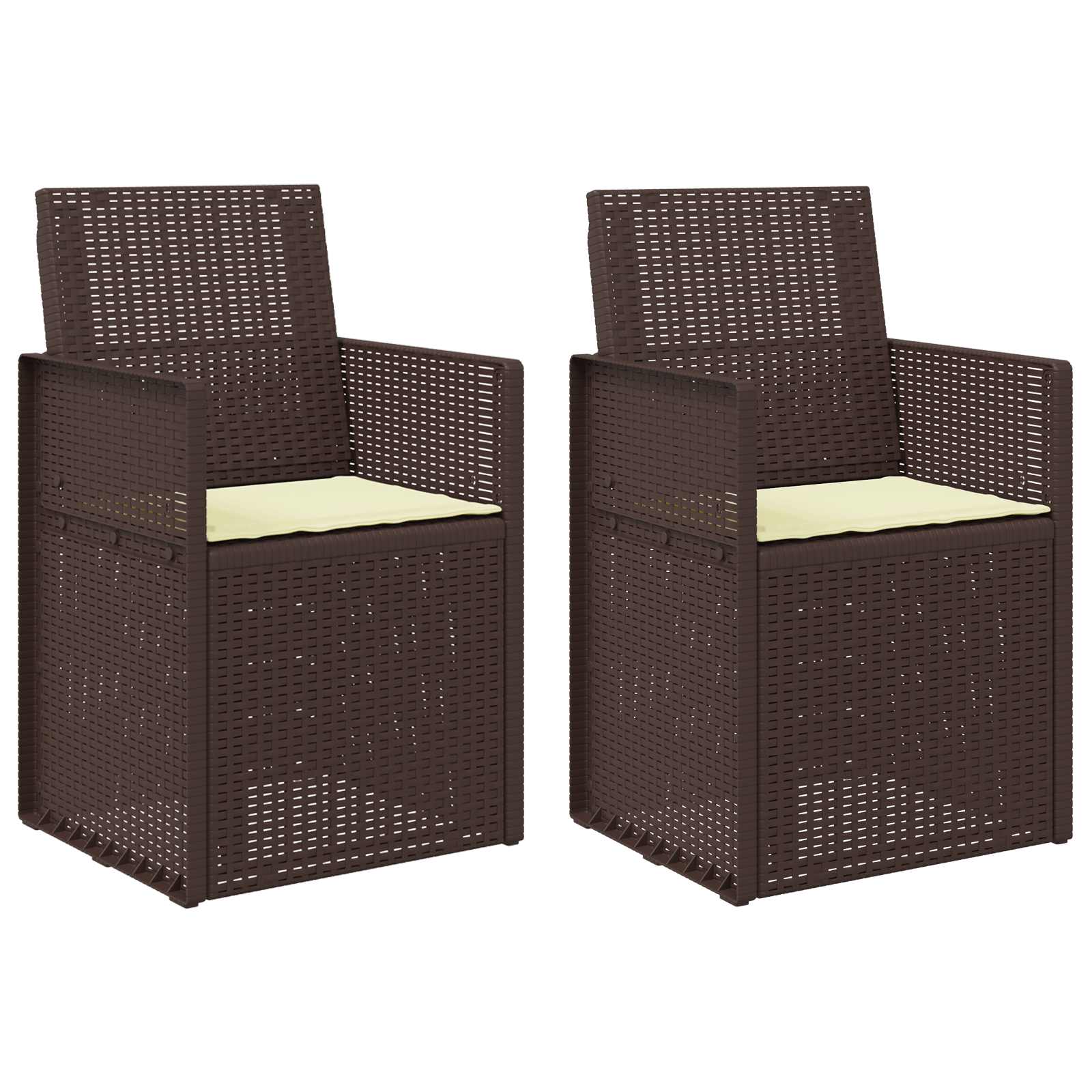 Garten Esszimmerstühle 2 pcs Braun und Creme PP