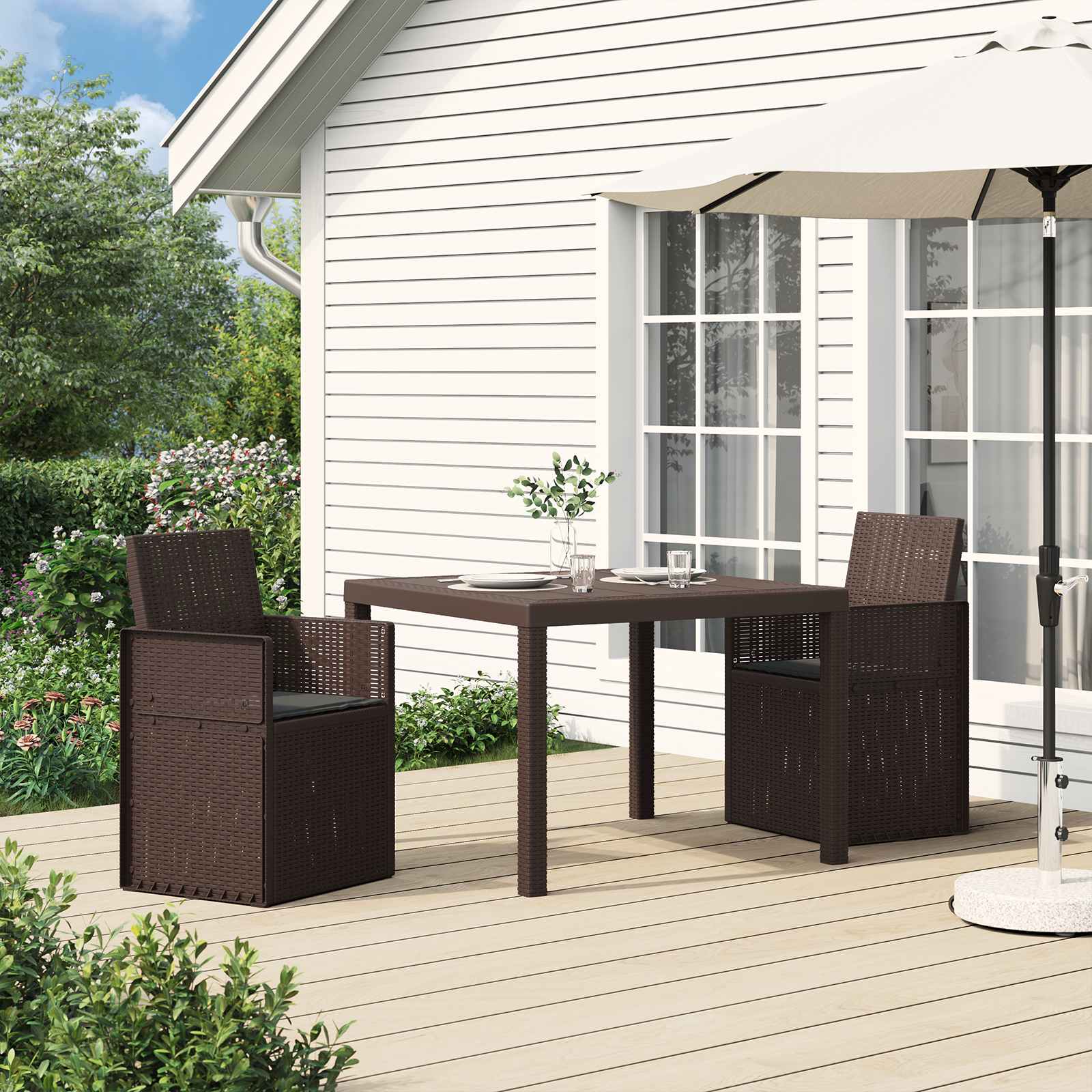 Garten Esszimmerstühle 2 pcs Braun und Anthrazit PP