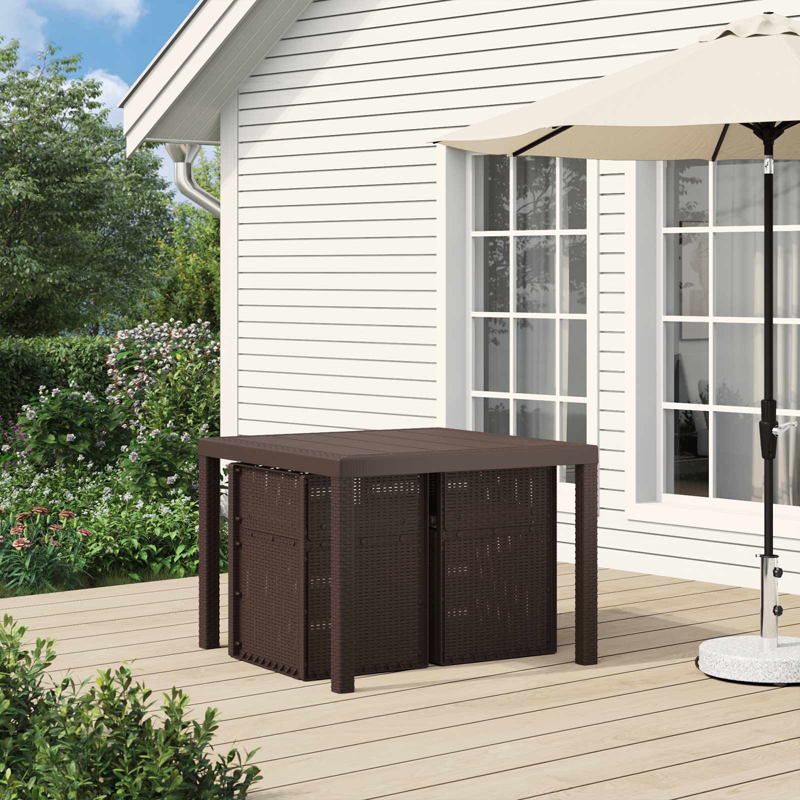 Garten Esszimmerstühle 2 pcs Braun und Anthrazit PP