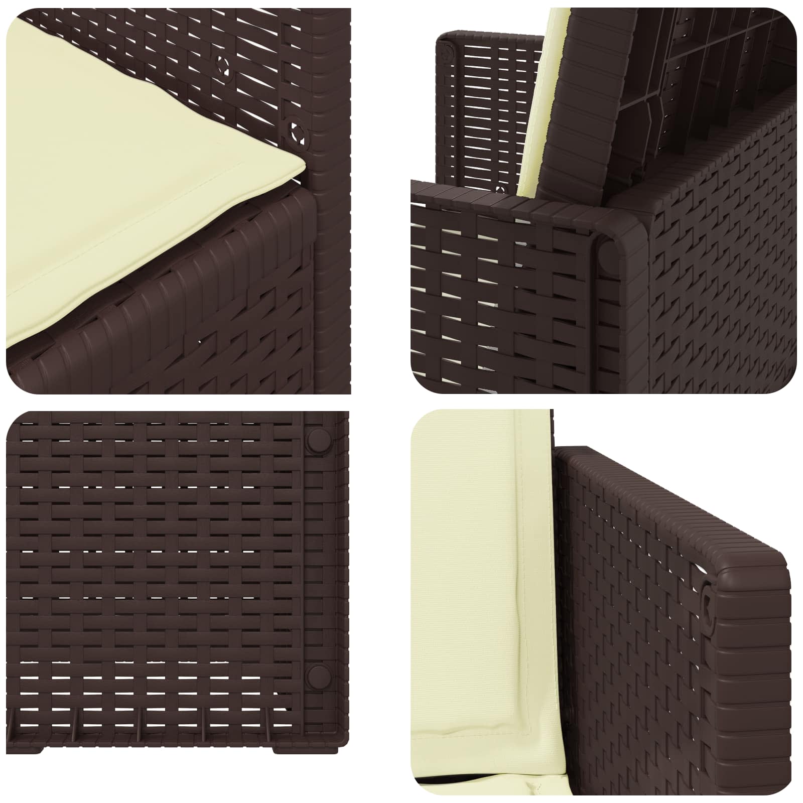 Garten Esszimmerstühle 2 pcs Braun und Creme PP