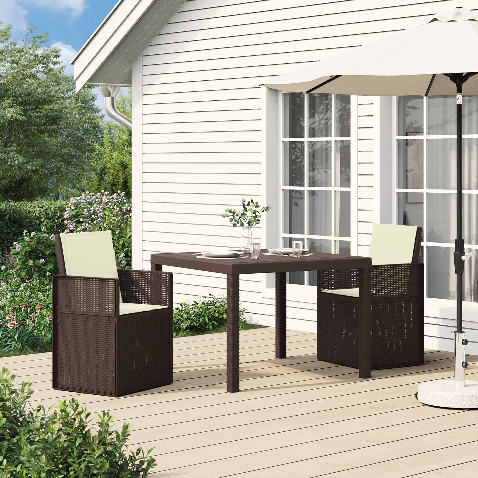 Garten Esszimmerstühle 2 pcs Braun und Creme PP