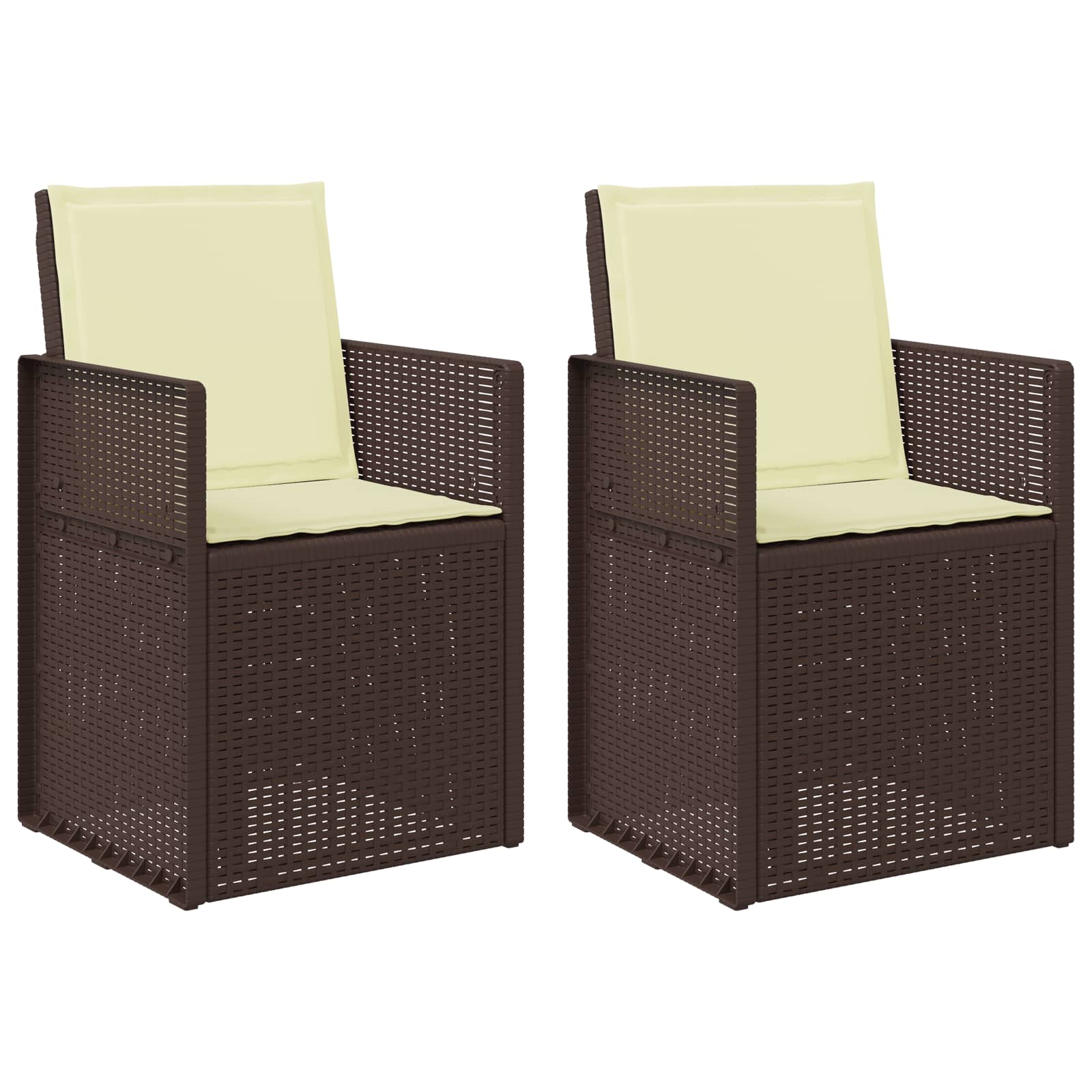 Garten Esszimmerstühle 2 pcs Braun und Creme PP
