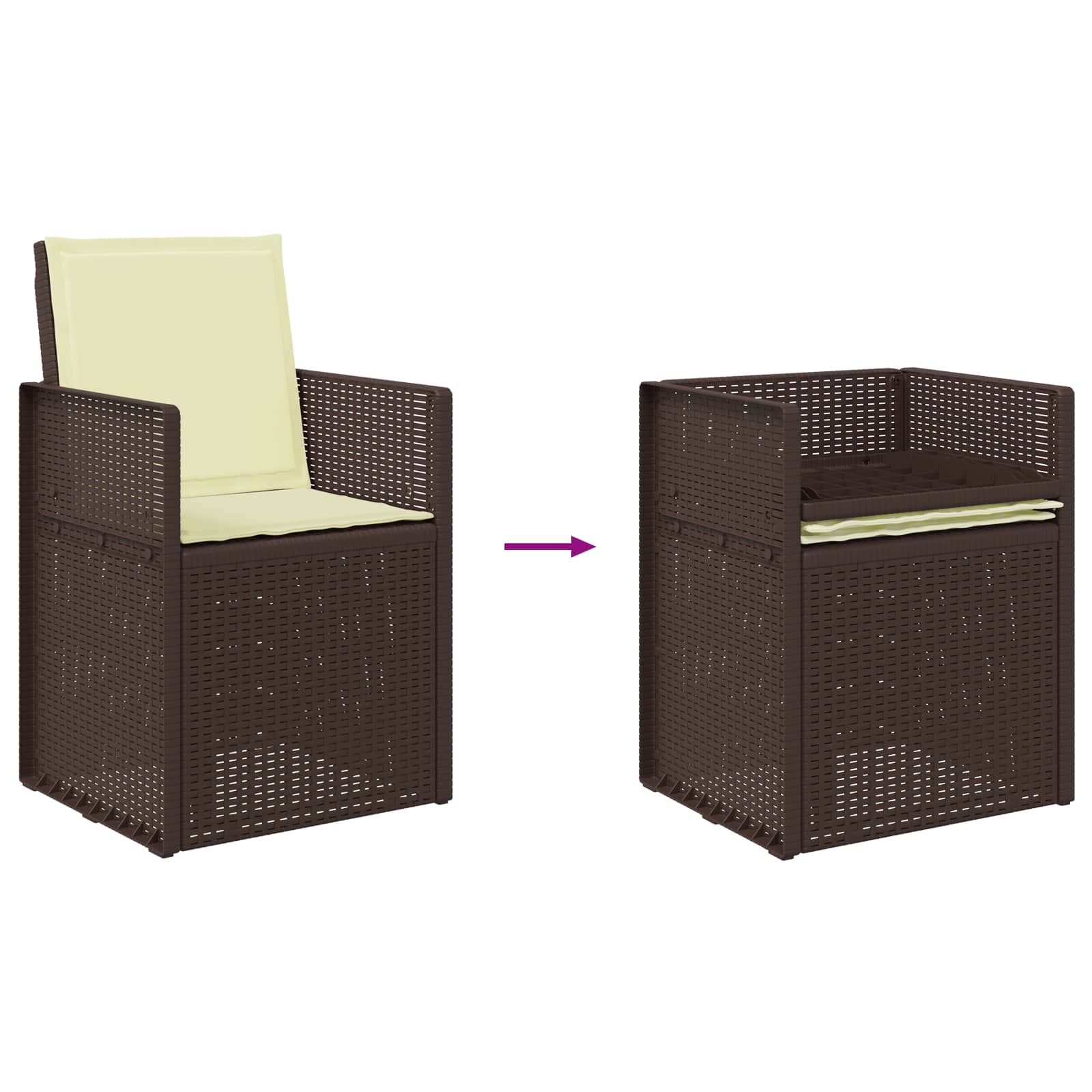 Garten Esszimmerstühle 2 pcs Braun und Creme PP