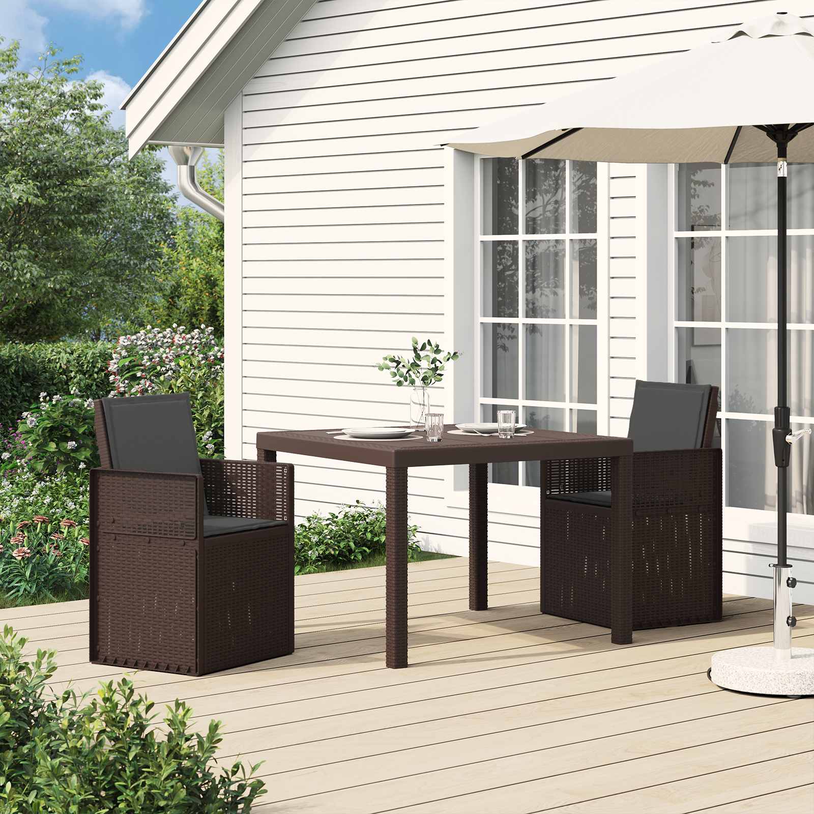 Garten Esszimmerstühle 2 pcs Braun und Anthrazit PP