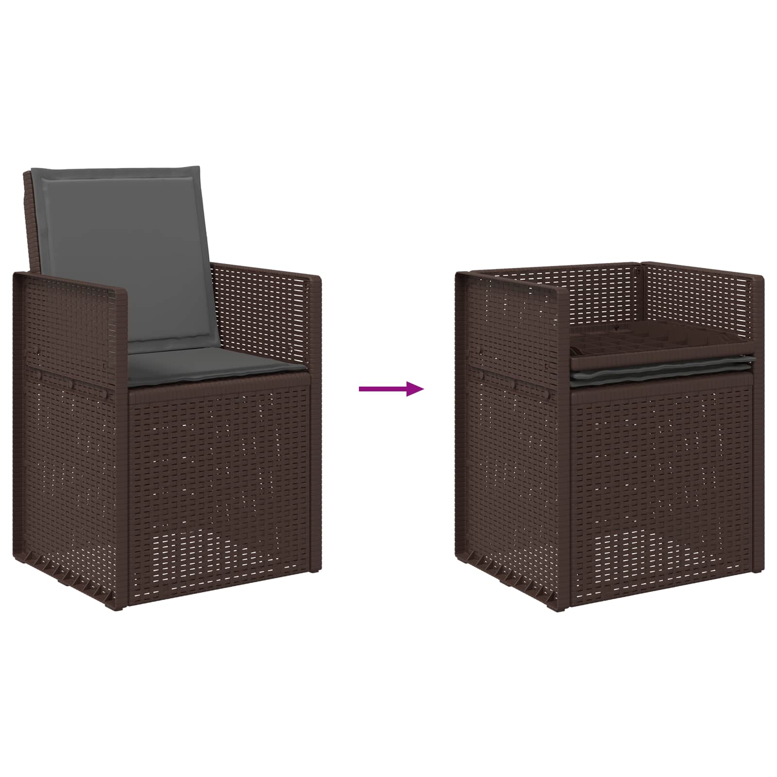 Garten Esszimmerstühle 2 pcs Braun und Anthrazit PP