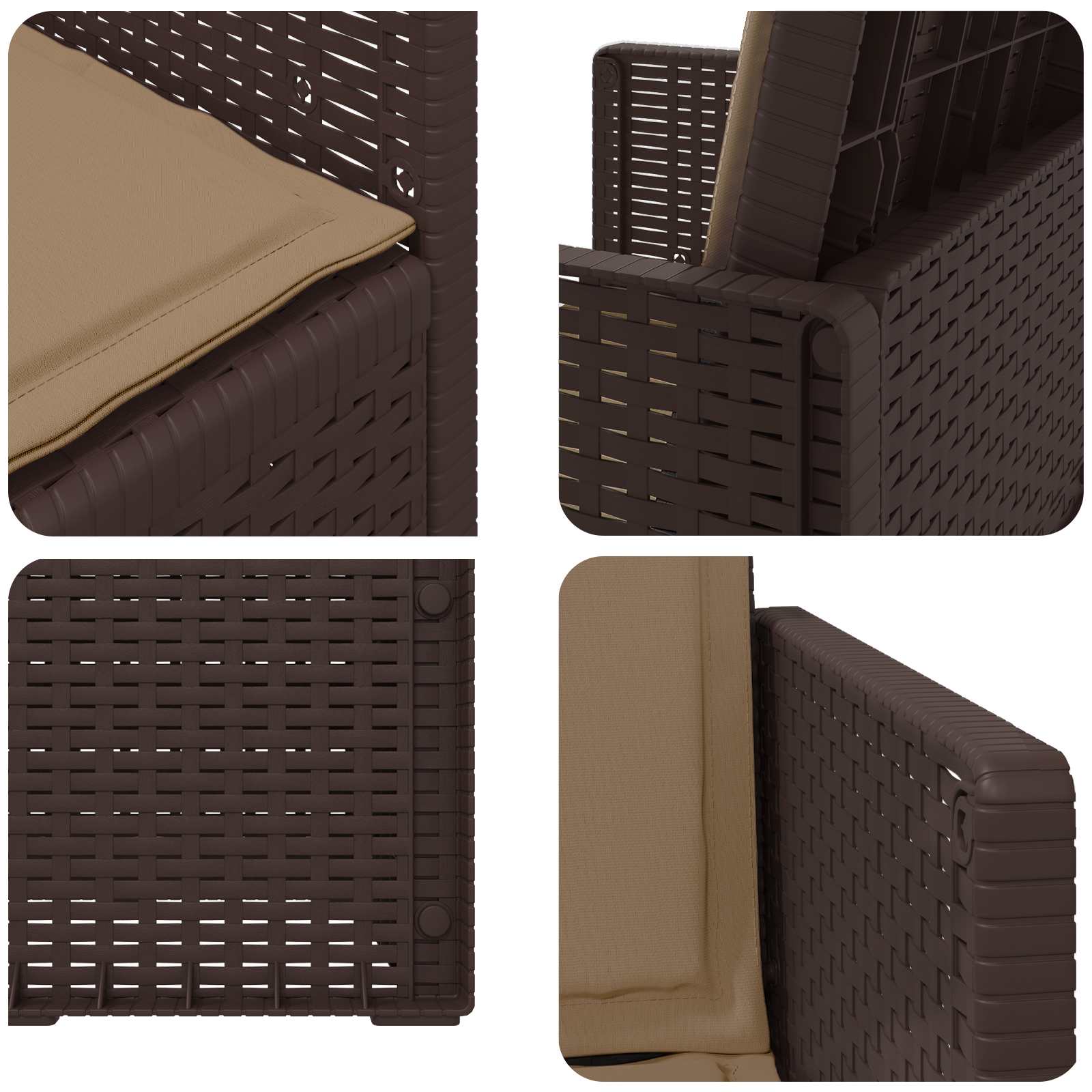 Garten Esszimmerstühle 2 pcs Braun und Taupe PP