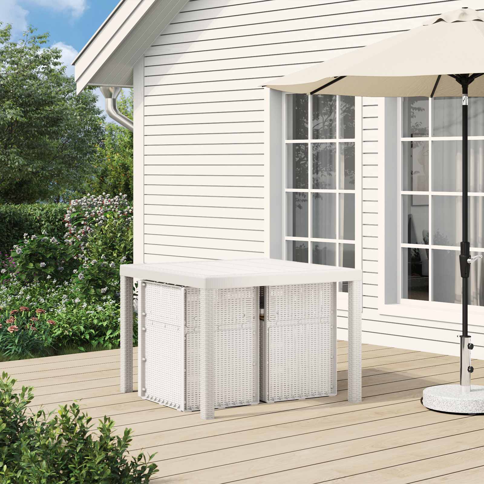 Garten Esszimmerstühle 2 pcs Weiß und Taupe PP