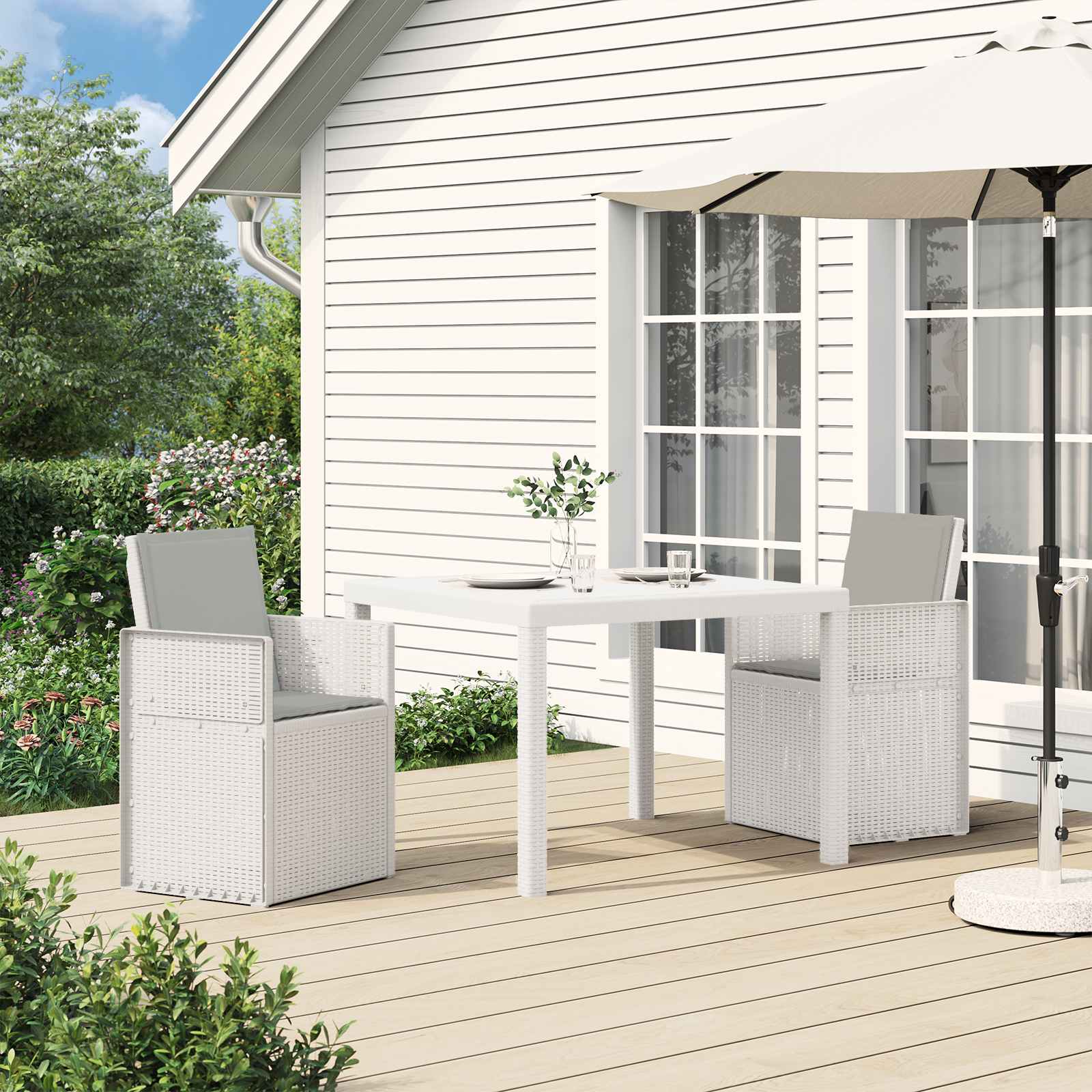 Garten Esszimmerstühle 2 pcs Weiß und Hellgrau PP