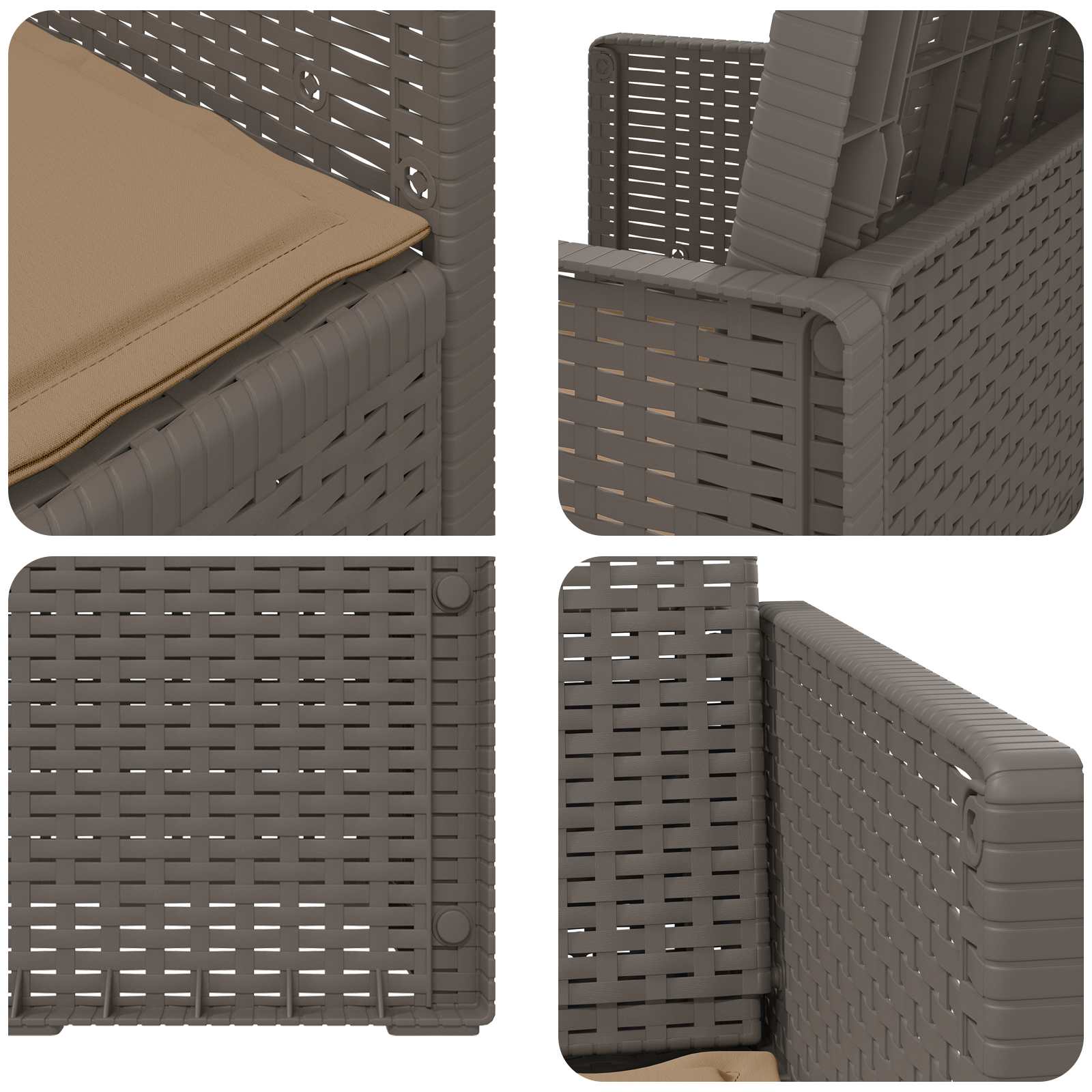 Garten Esszimmerstühle 2 pcs Hellgrau und Taupe PP