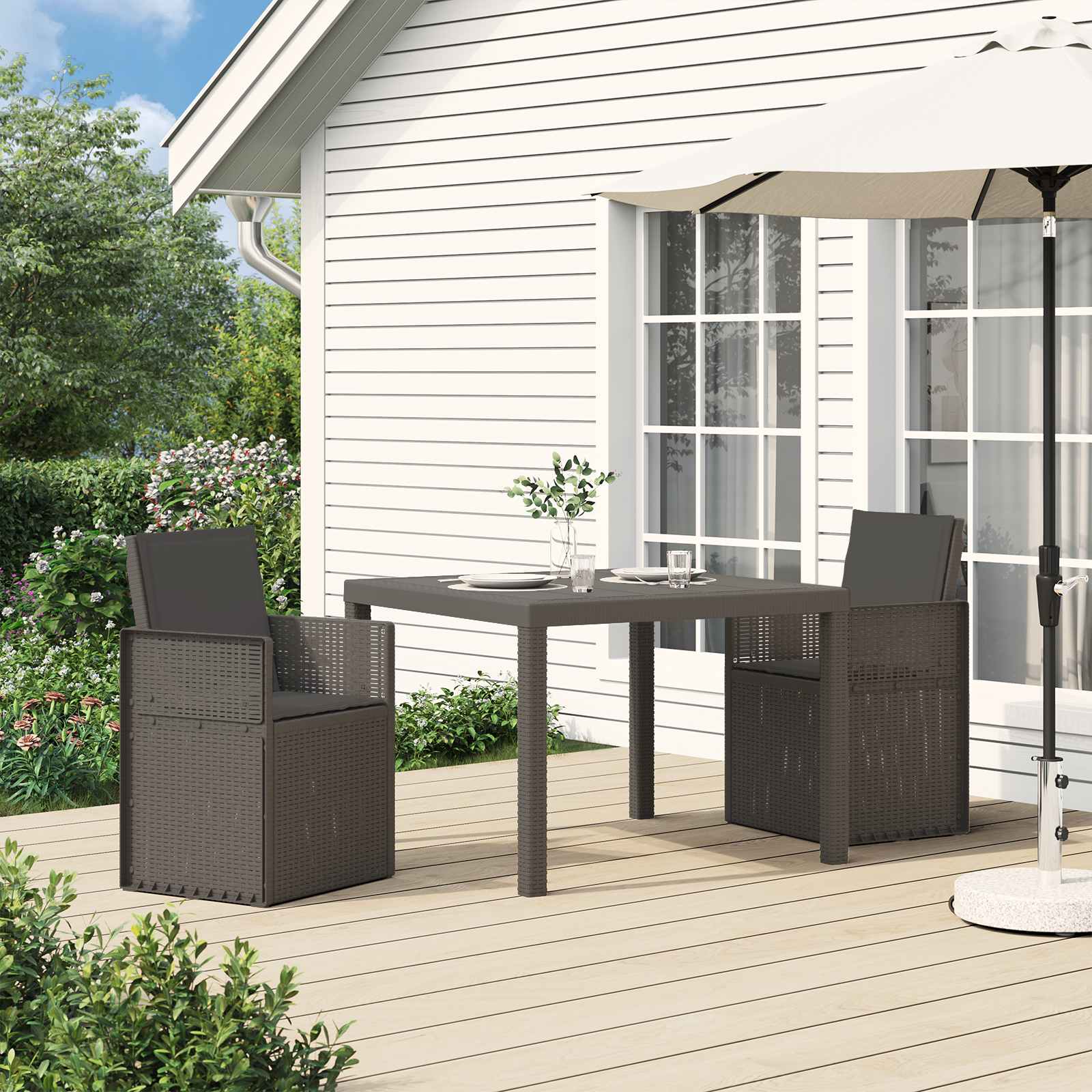 Garten Esszimmerstühle 2 pcs Hellgrau und Anthrazit PP