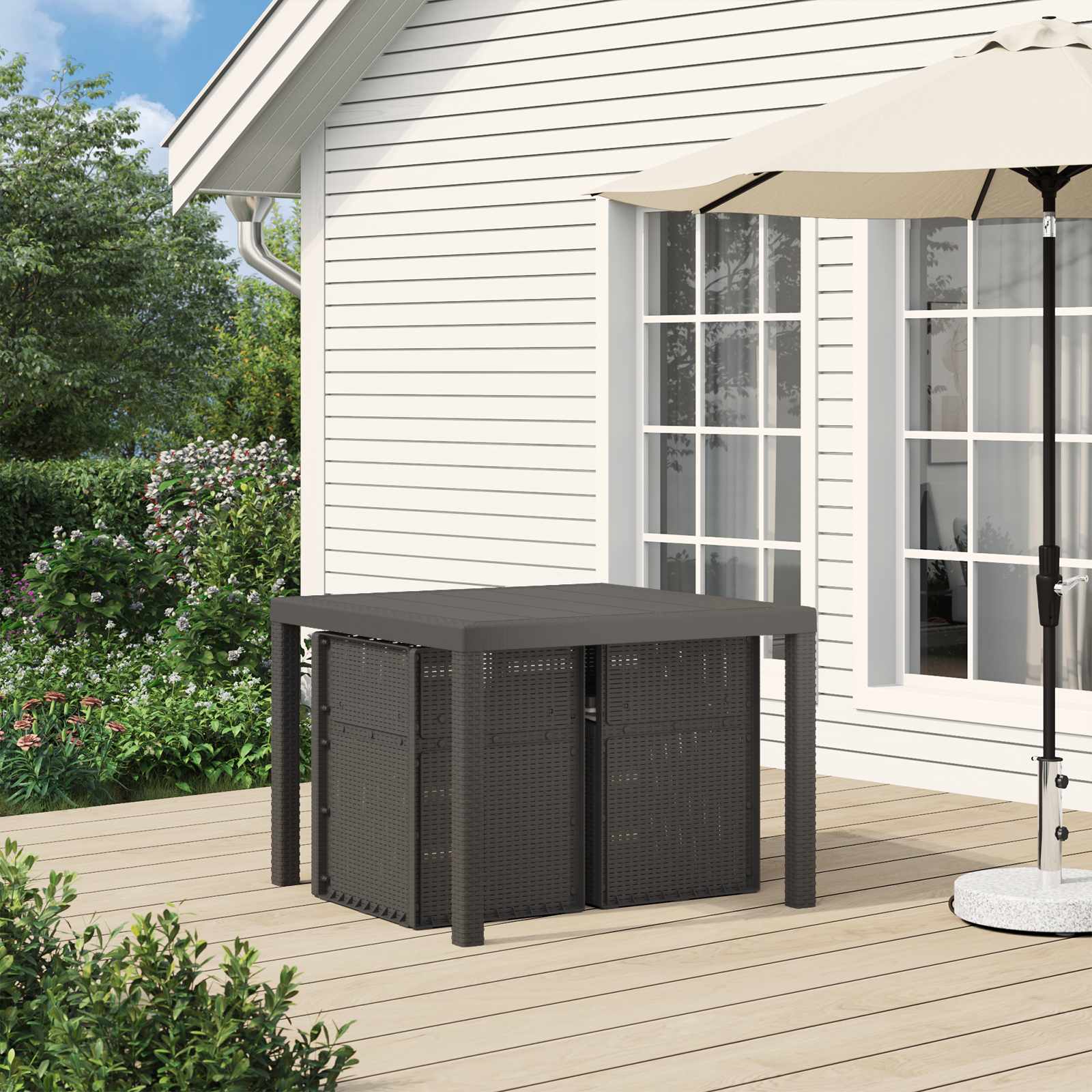 Garten Esszimmerstühle 2 pcs Hellgrau PP