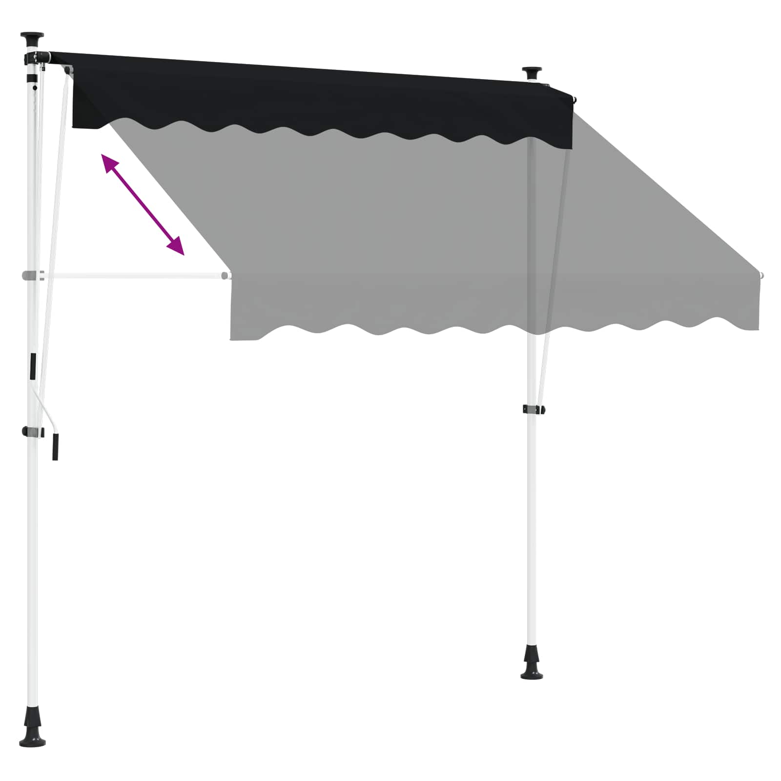 Manuell einziehbare Markise Schwarz 350 cm