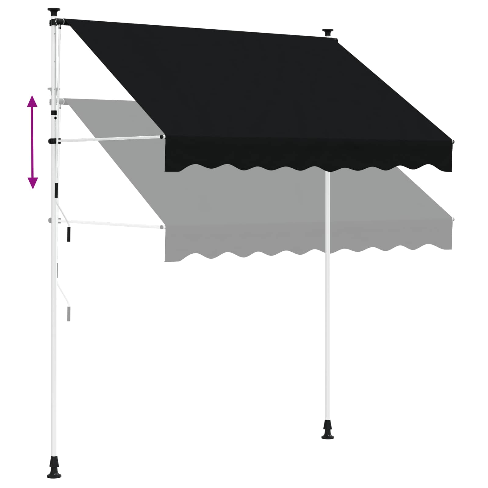Manuell einziehbare Markise Schwarz 350 cm