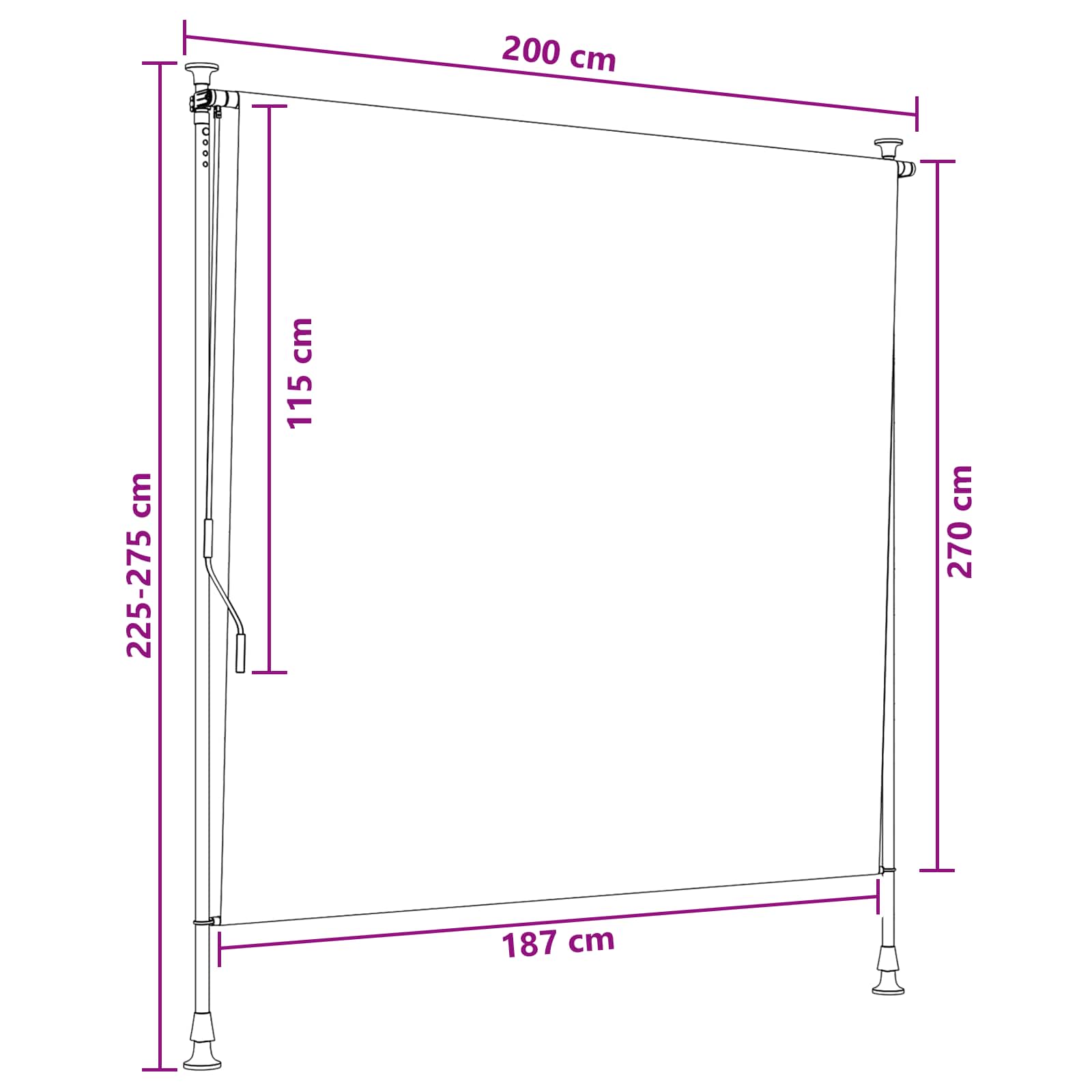 Outdoor Rollo Braun 200 x 270 cm