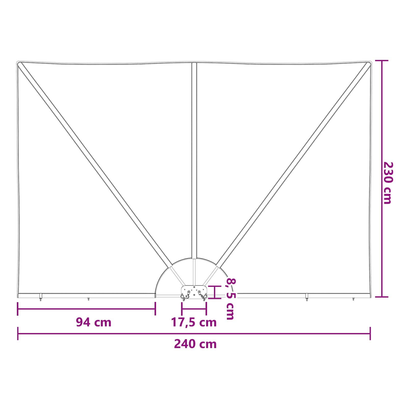 Balkon Sichtschutz 240 x 160 cm Polyester Rechtwinklig Hellgrau