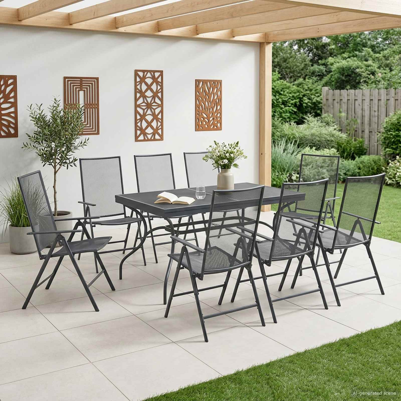 Garten Essgruppe 9 pcs Anthrazit 212 x 90 x 76 cm