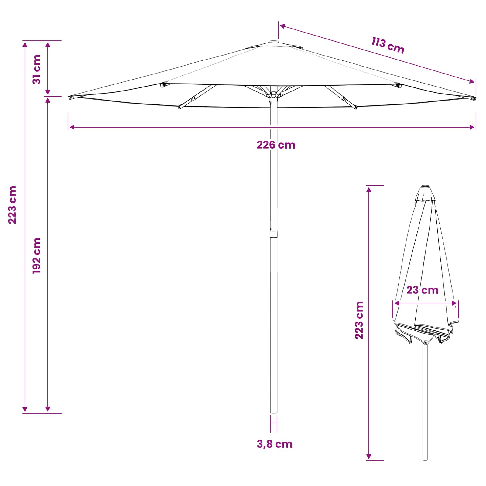 Garten-Sonnenschirm 230 x 230 cm Polyester Rechtwinklig Taupe