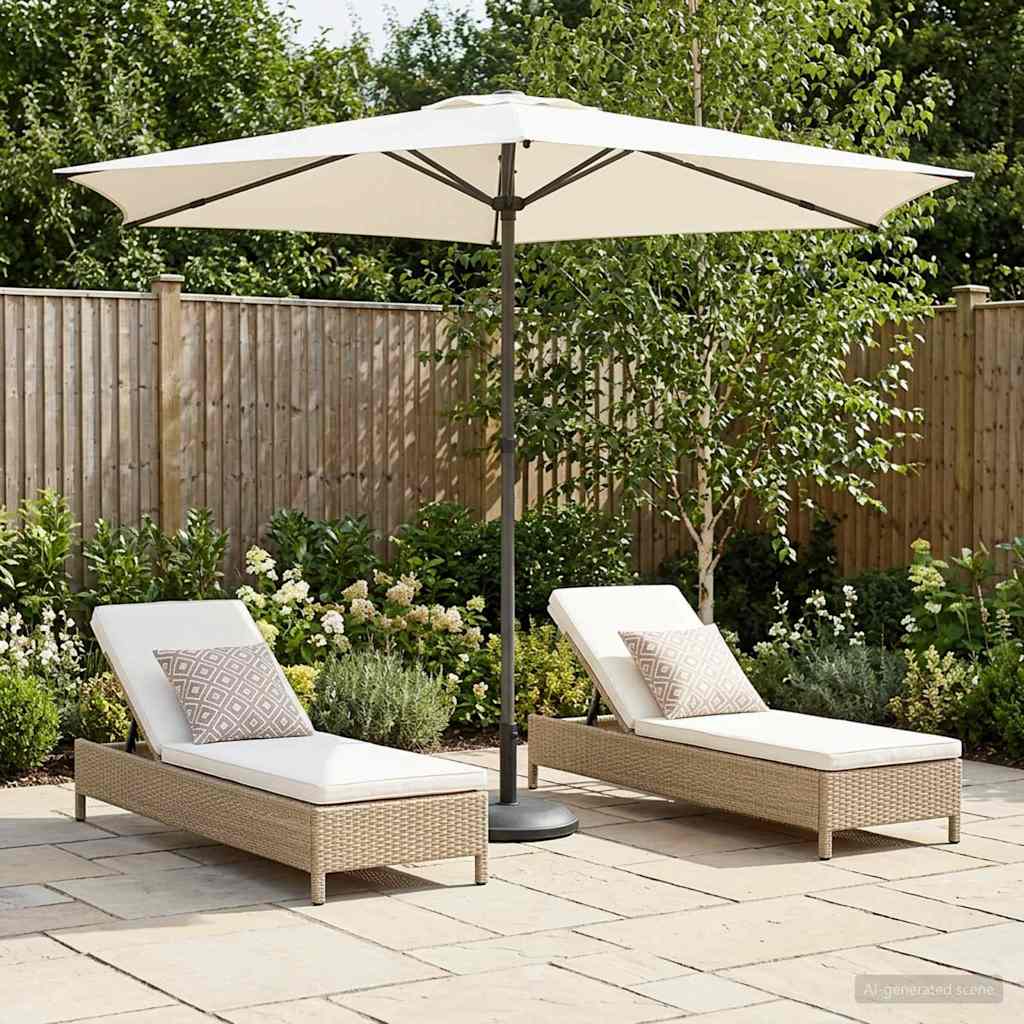 Garten-Sonnenschirm 270 x 270 cm Polyester Rechtwinklig Creme