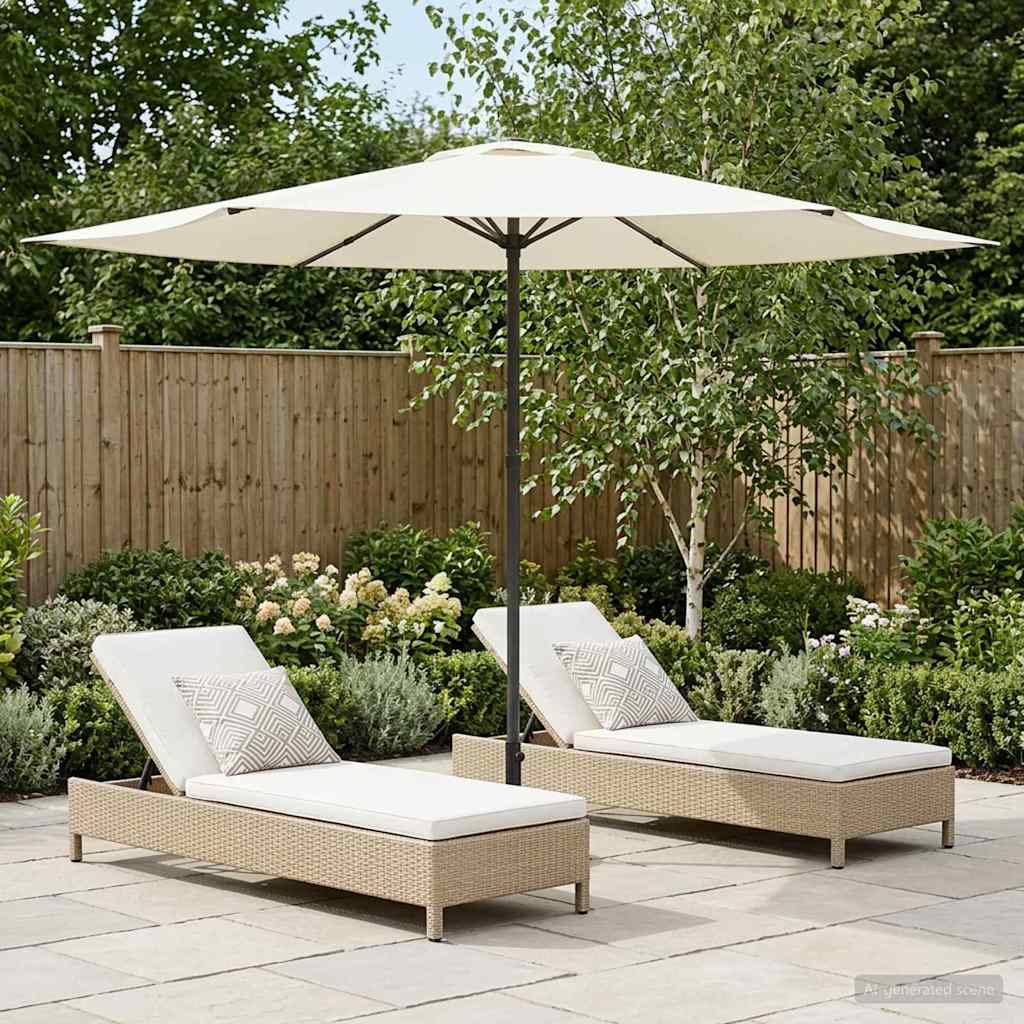 Garten-Sonnenschirm 300 x 300 cm Polyester Rechtwinklig Creme