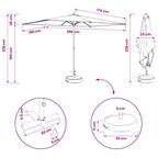 Garten-Sonnenschirm 200 x 300 cm Polyester Rechtwinklig Creme