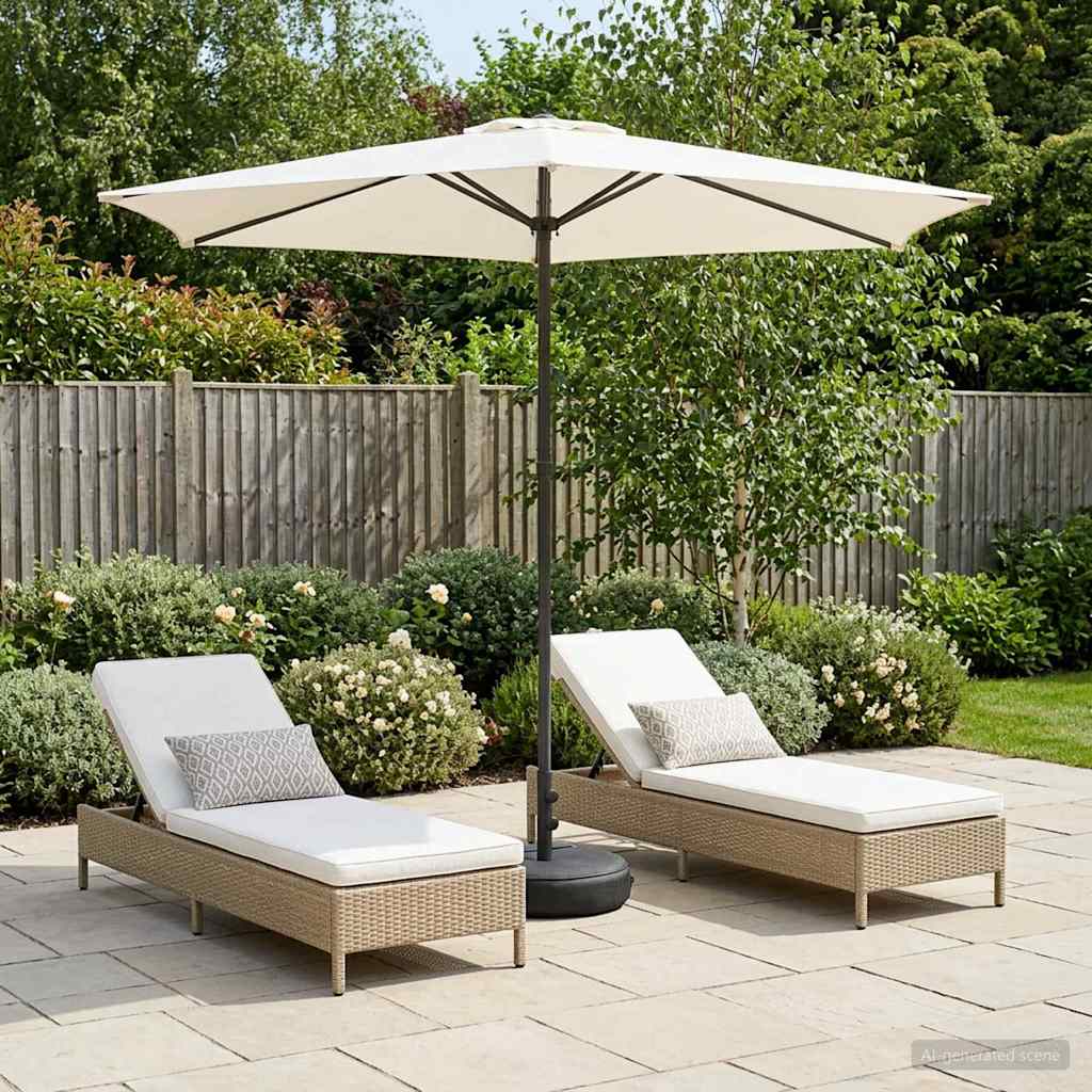 Garten-Sonnenschirm 270 x 270 cm Polyester Rechtwinklig Creme