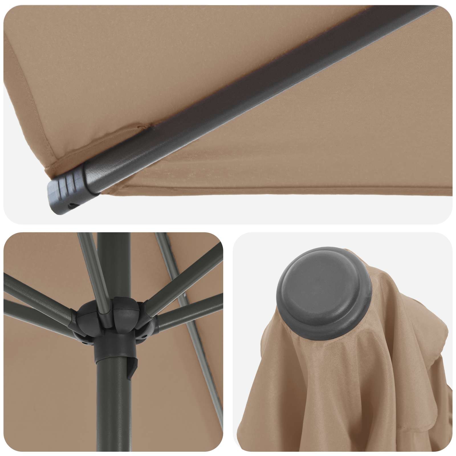 Garten-Sonnenschirm 270 x 270 cm Polyester Rechtwinklig Taupe