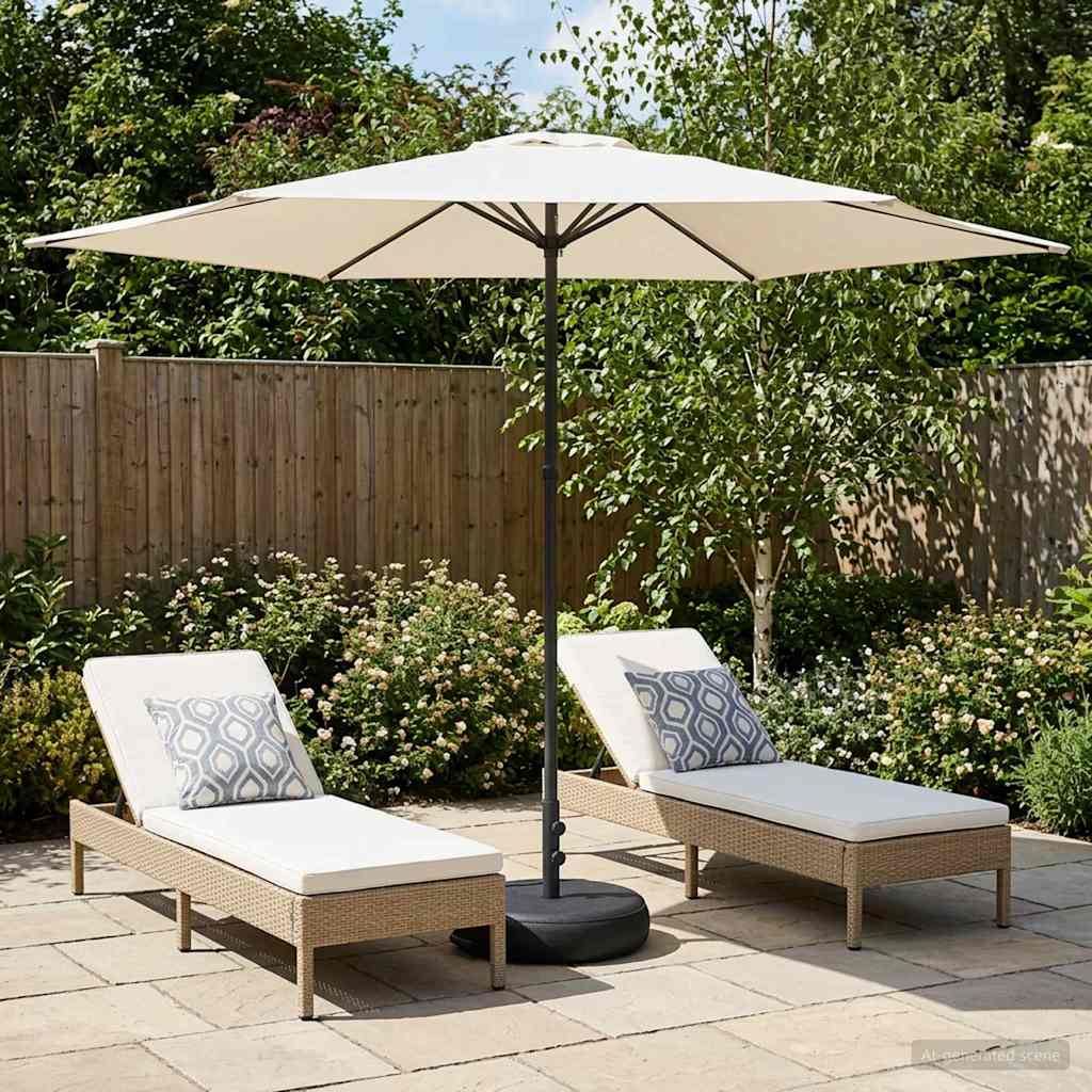 Garten-Sonnenschirm 300 x 300 cm Polyester Rechtwinklig Creme