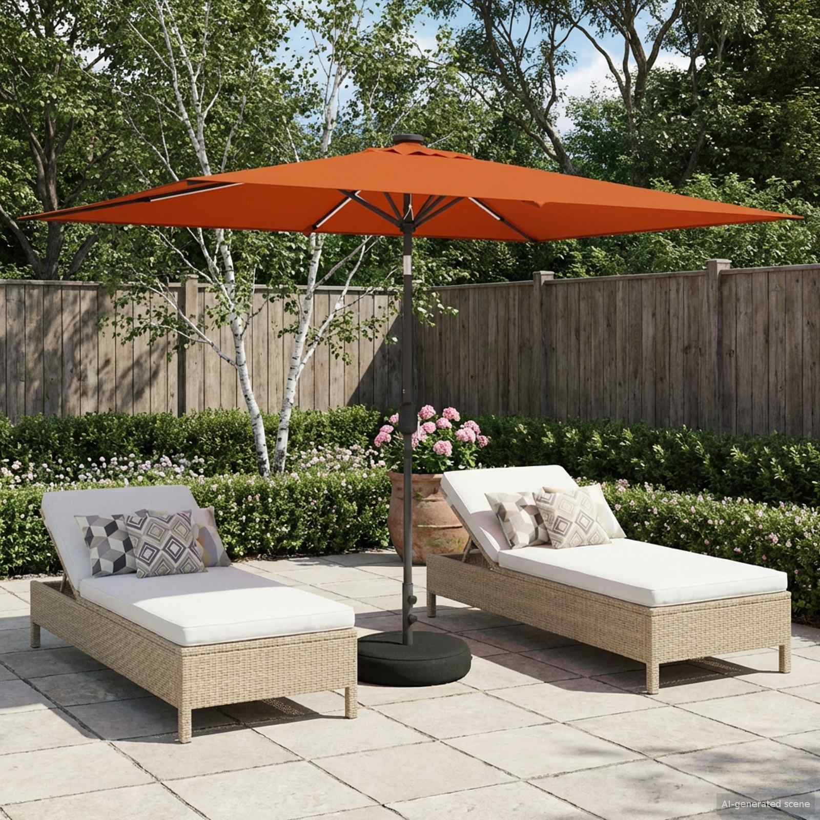 Garten Sonnenschirm mit LED-Lichtern 200 x 300 cm Polyester