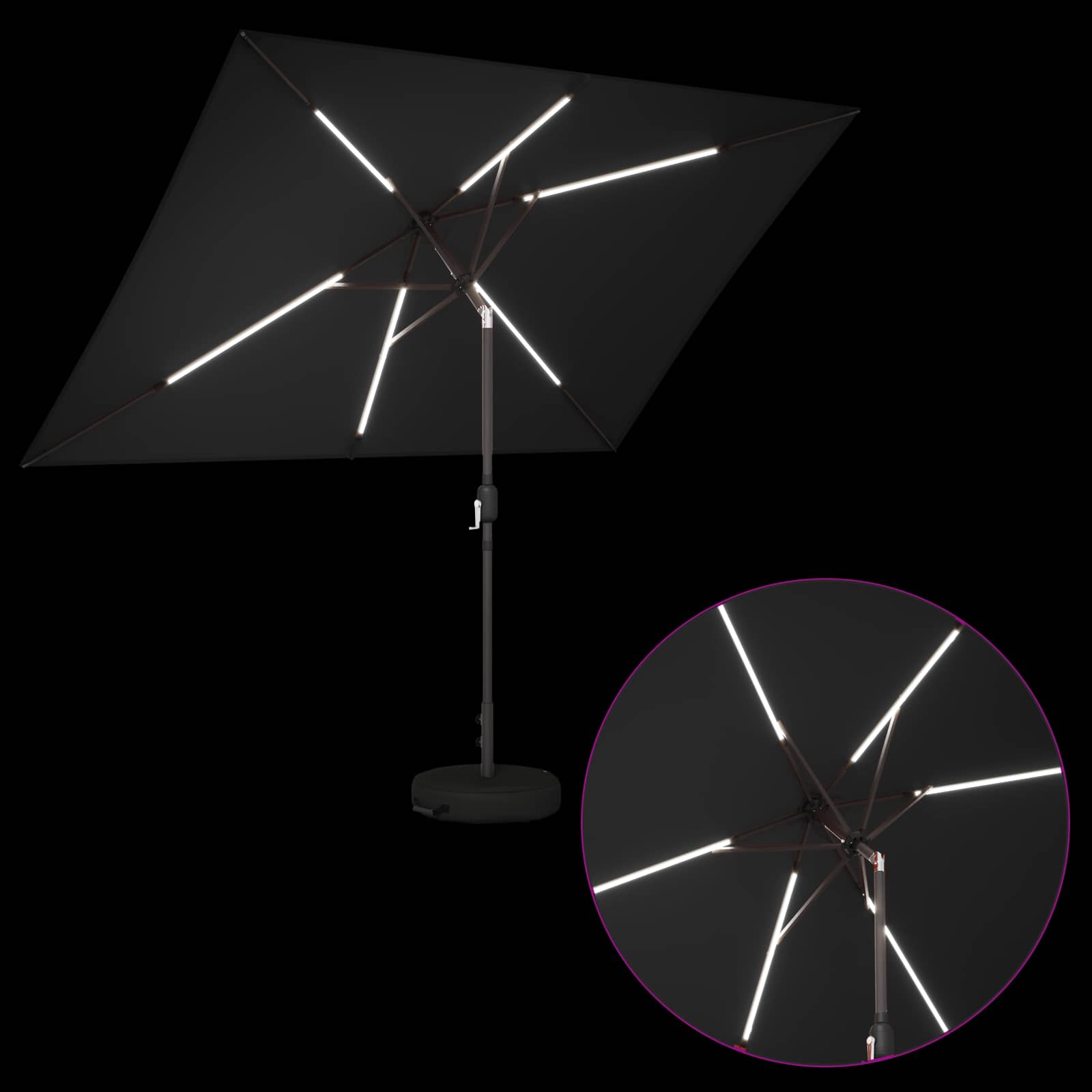 Garten Sonnenschirm mit LED-Lichtern 200 x 300 cm Polyester
