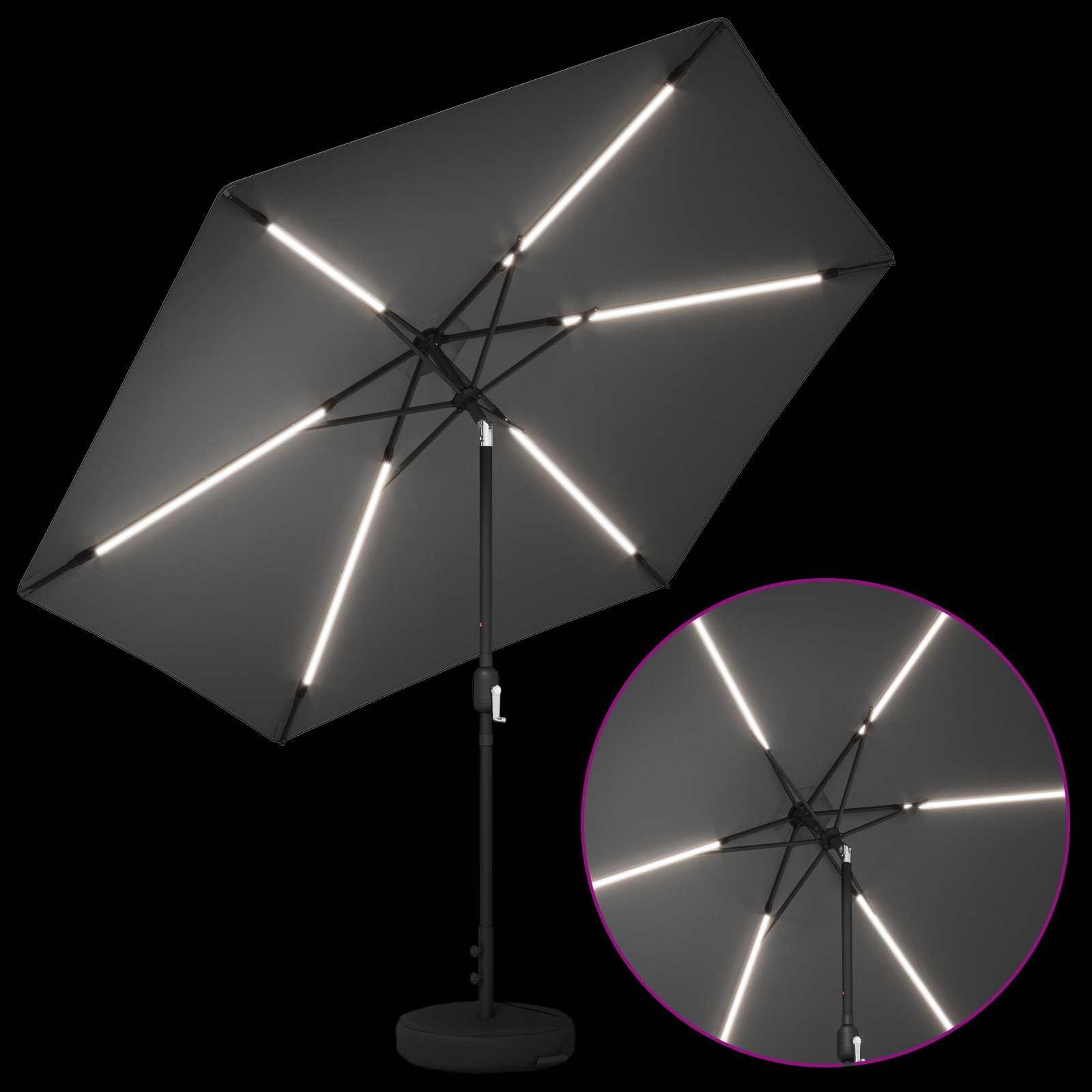 Garten Sonnenschirm mit LED-Lichtern 300 x 300 cm Polyester