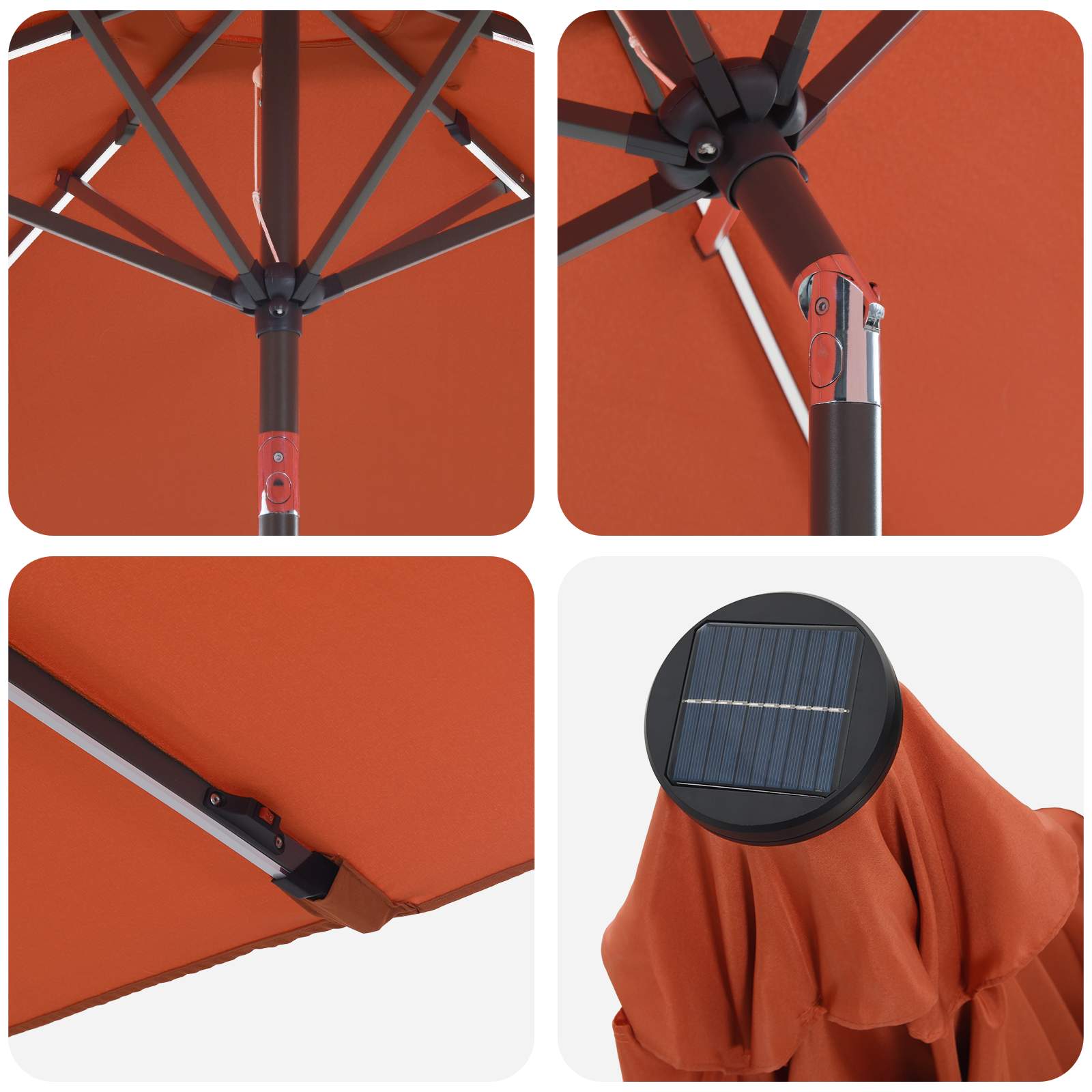 Garten Sonnenschirm mit LED-Lichtern 300 x 300 cm Polyester