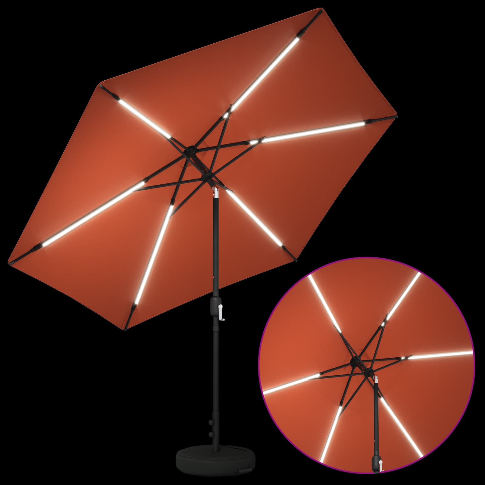 Garten Sonnenschirm mit LED-Lichtern 300 x 300 cm Polyester