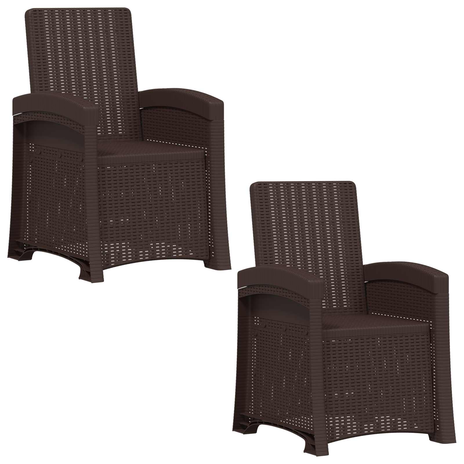 Liegesessel Garten Rattan-Optik 2 pcs Braun PP