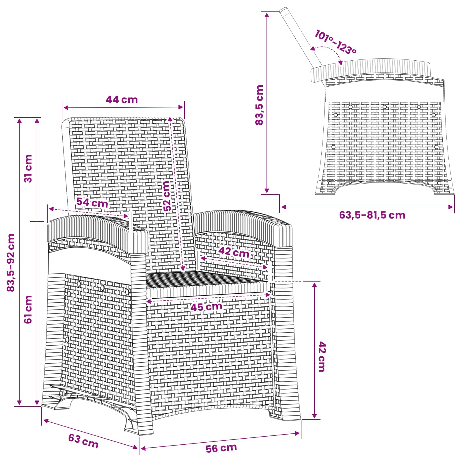 Liegesessel Garten Rattan-Optik 2 pcs Braun PP