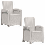Liegesessel Garten Rattan-Optik 2 pcs Weiß PP