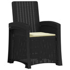 Liegesessel Garten Rattan-Optik Anthrazit und Creme PP