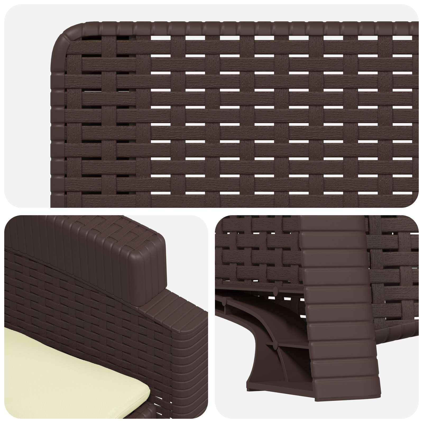 Liegesessel Garten Rattan-Optik Braun und Creme PP