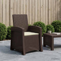 Liegesessel Garten Rattan-Optik Braun und Creme PP