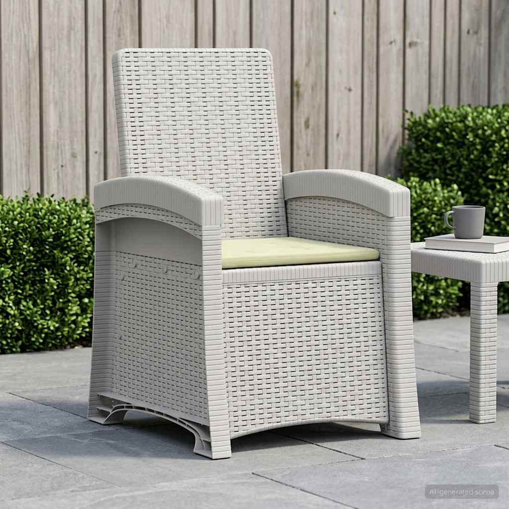 Liegesessel Garten Rattan-Optik Weiß und Creme PP